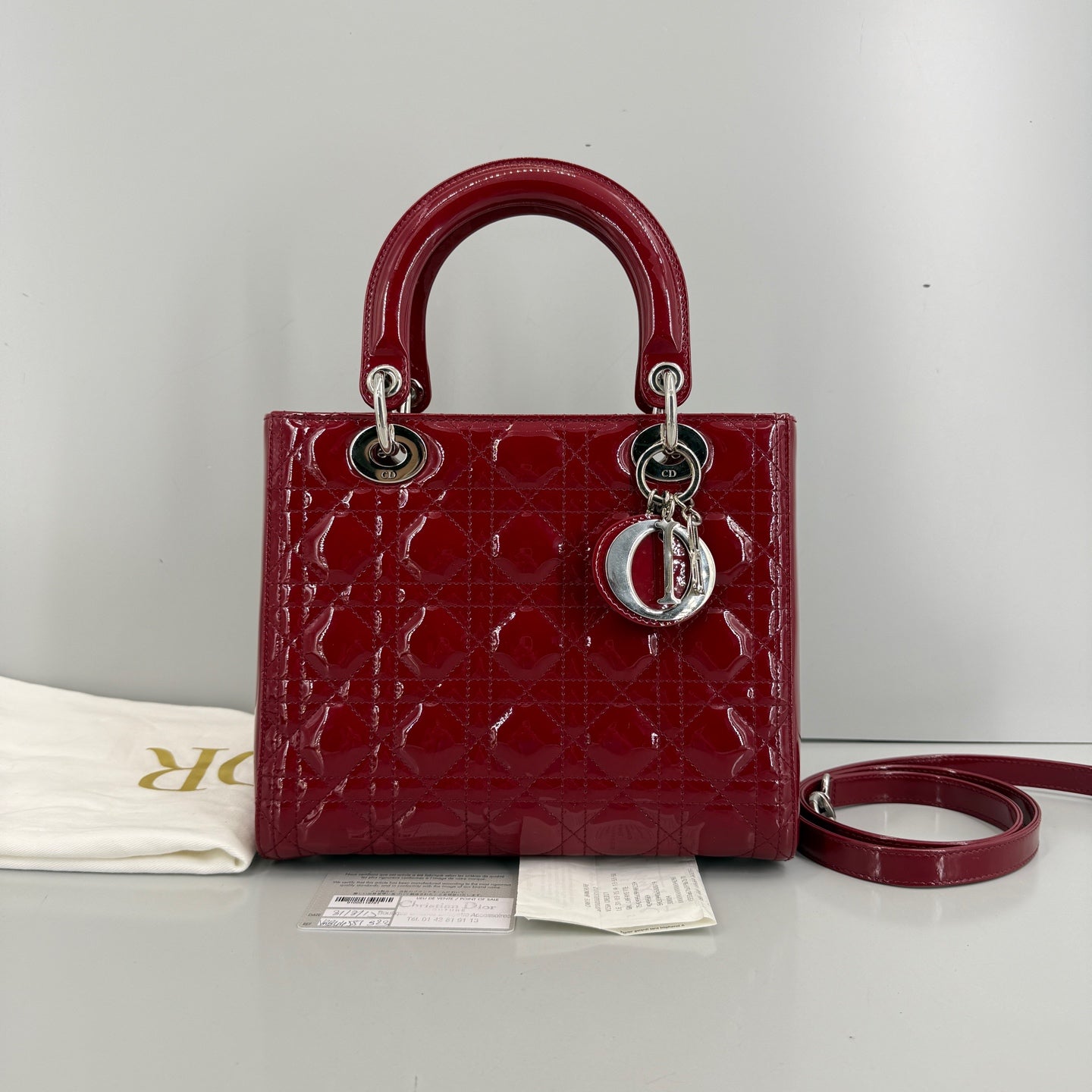 Dior - Lady Dior - Patent leather - Red - (small)