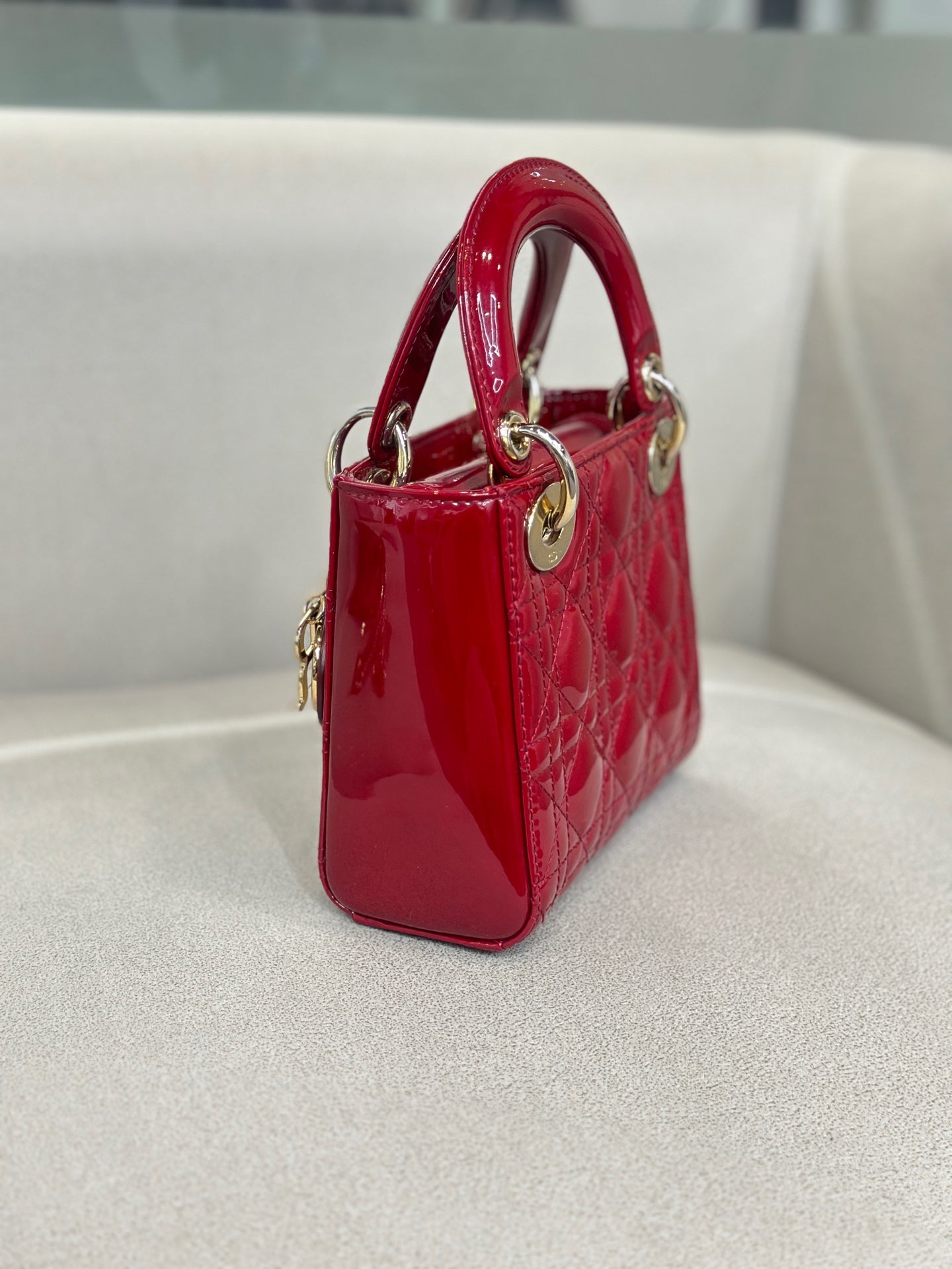 Dior - Lady Dior - Patent leather - Red - (small)
