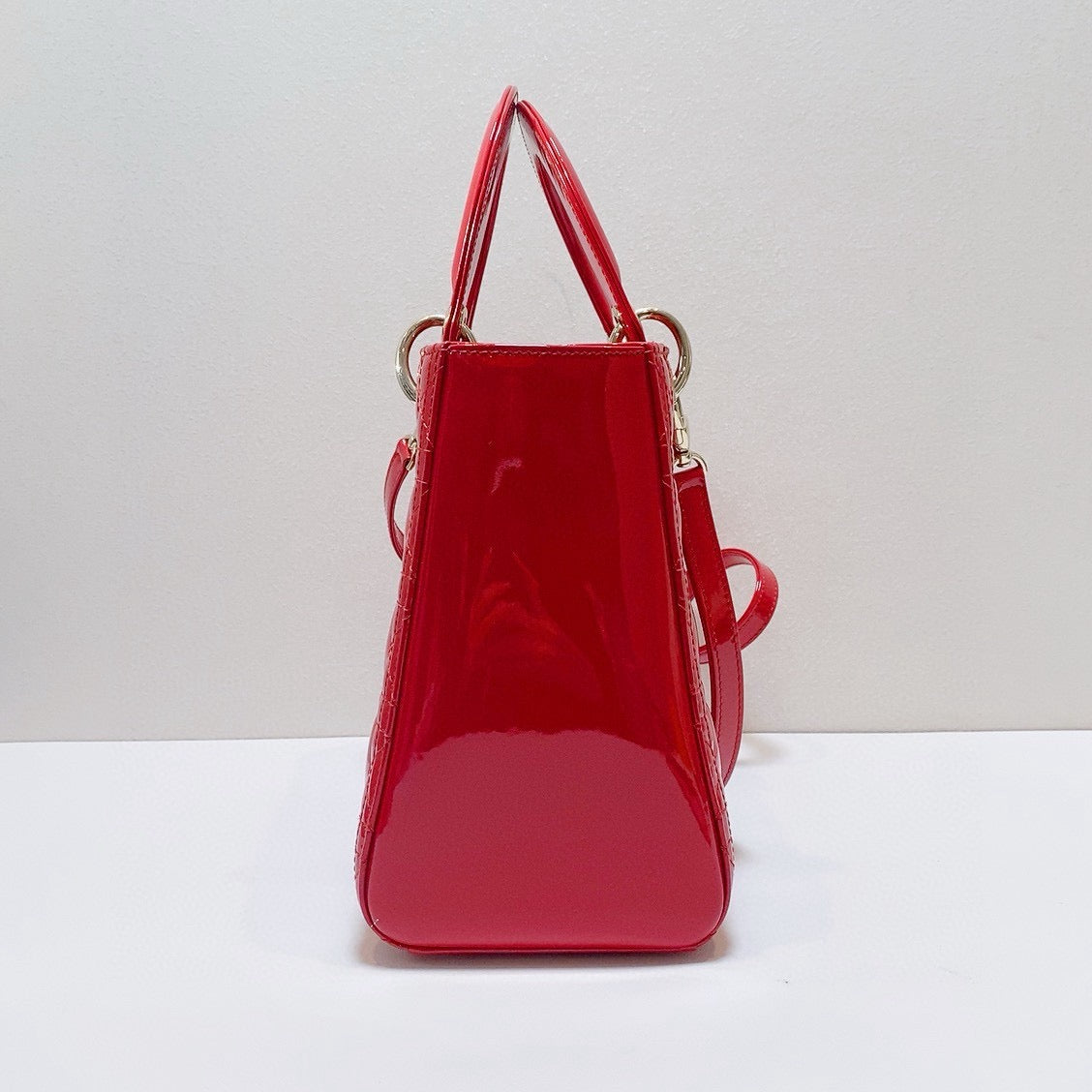 Dior - Lady Dior - Patent leather - Red with Gold-Tone Hardware - (medium)