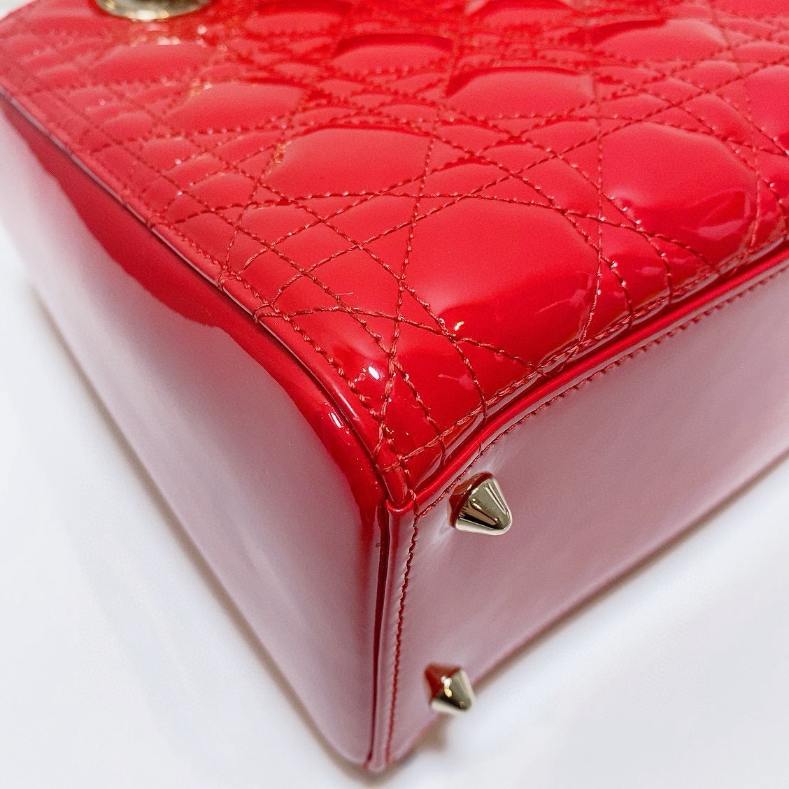 Dior - Lady Dior - Patent leather - Red with Gold-Tone Hardware - (medium)
