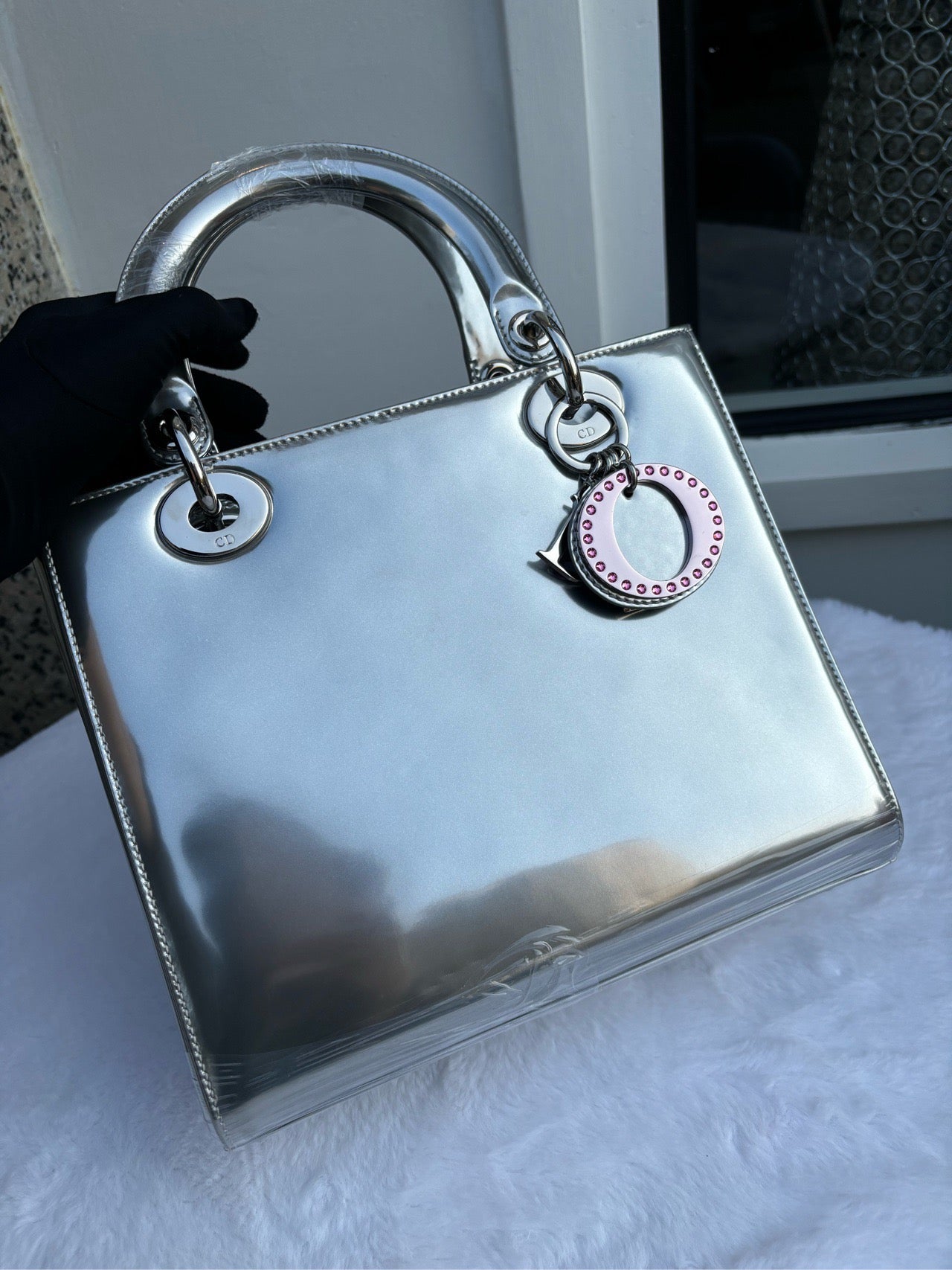 Dior - Lady Dior - Patent leather - Silver - (medium)