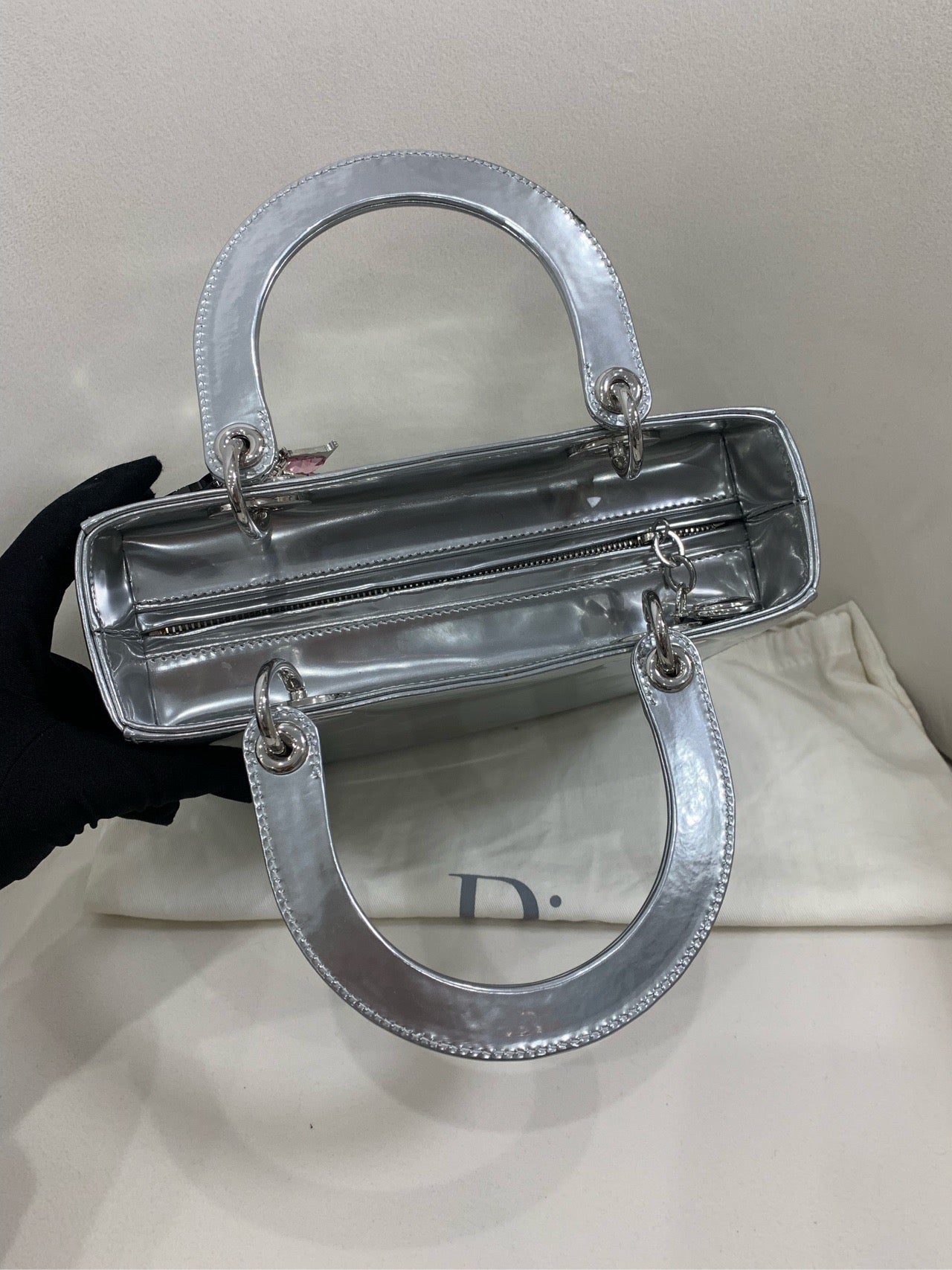 Dior - Lady Dior - Patent leather - Silver - (medium)