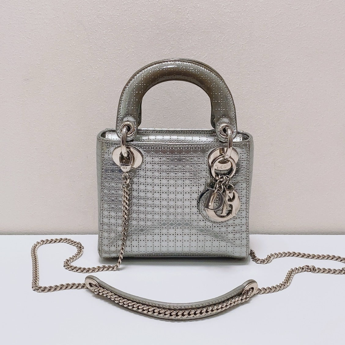 Dior - Lady Dior - Patent leather - Silver - (mini)