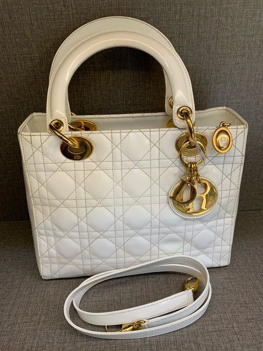 Dior - Lady Dior - Patent leather - White - (medium)