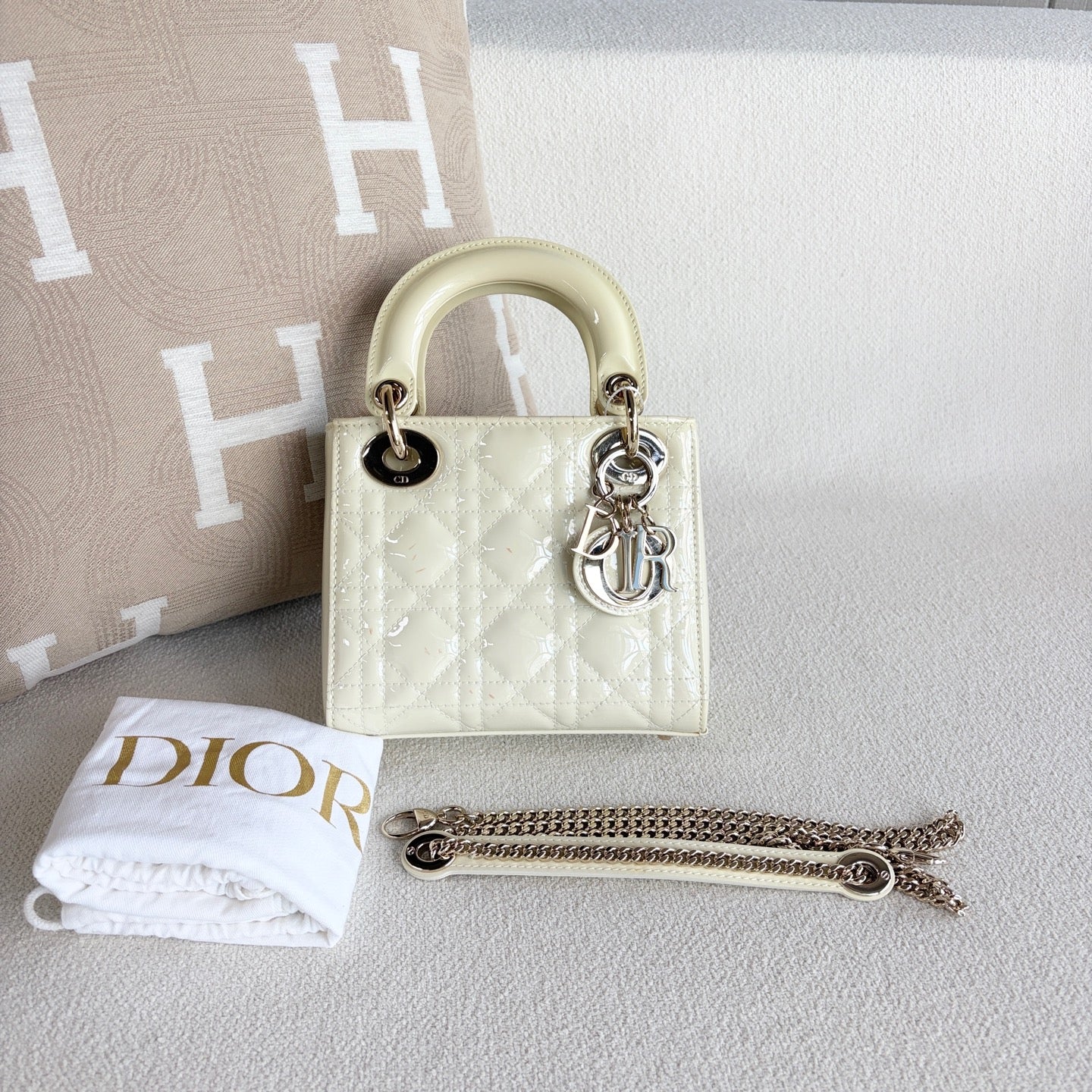 Dior - Lady Dior - Patent leather - White - (mini)