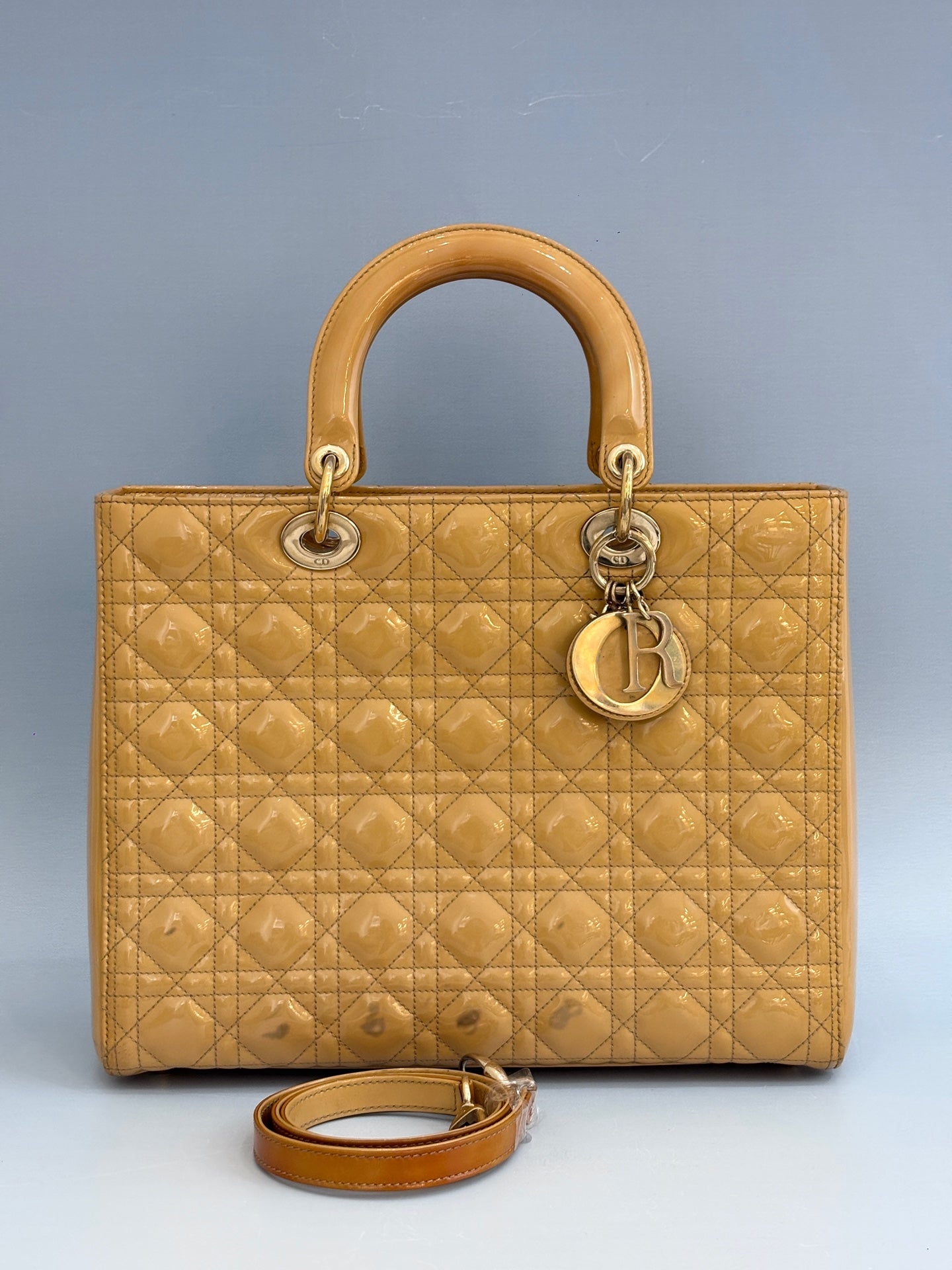 Dior - Lady Dior - Patent leather - Yellow - (large)