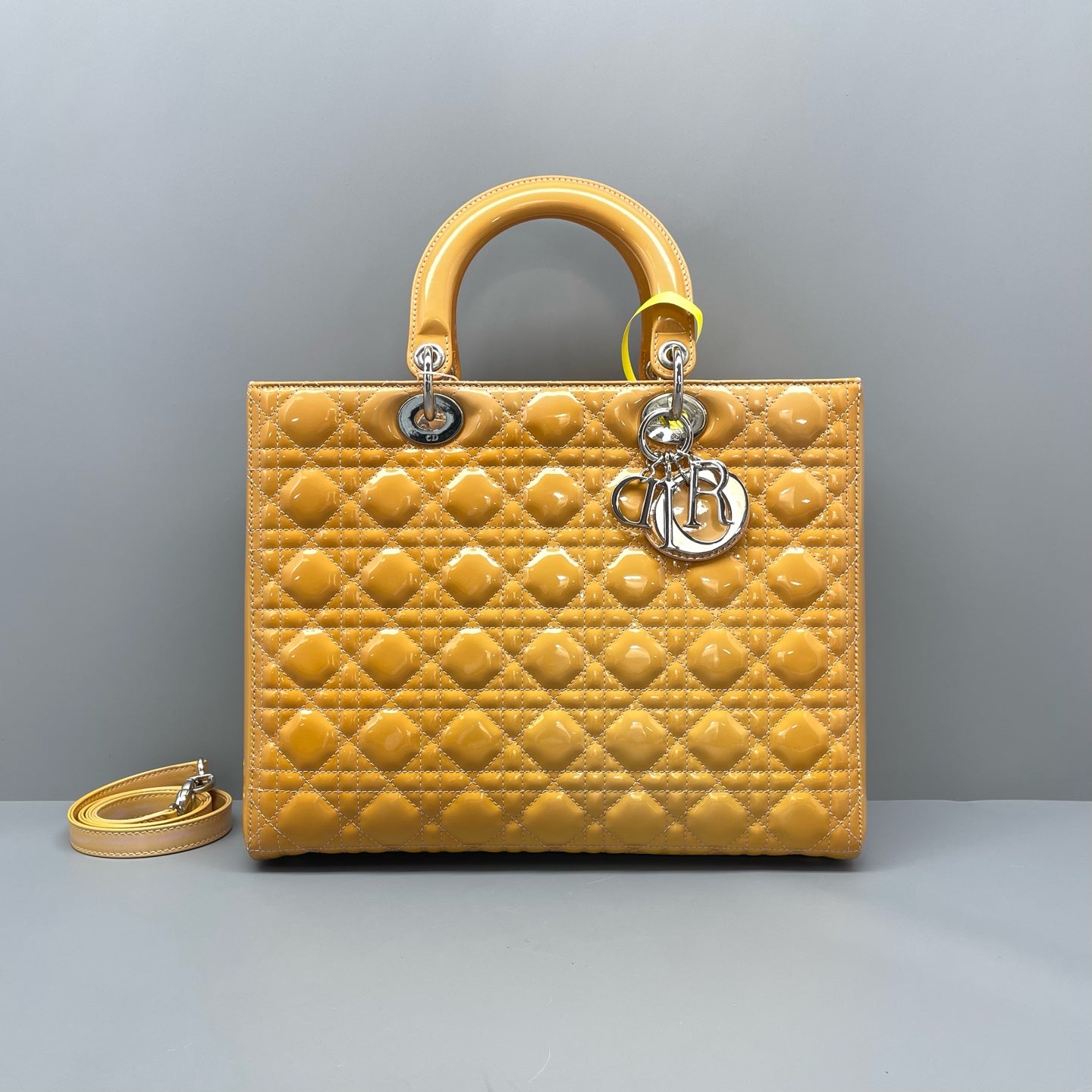 Dior - Lady Dior - Patent leather - Yellow - (large)