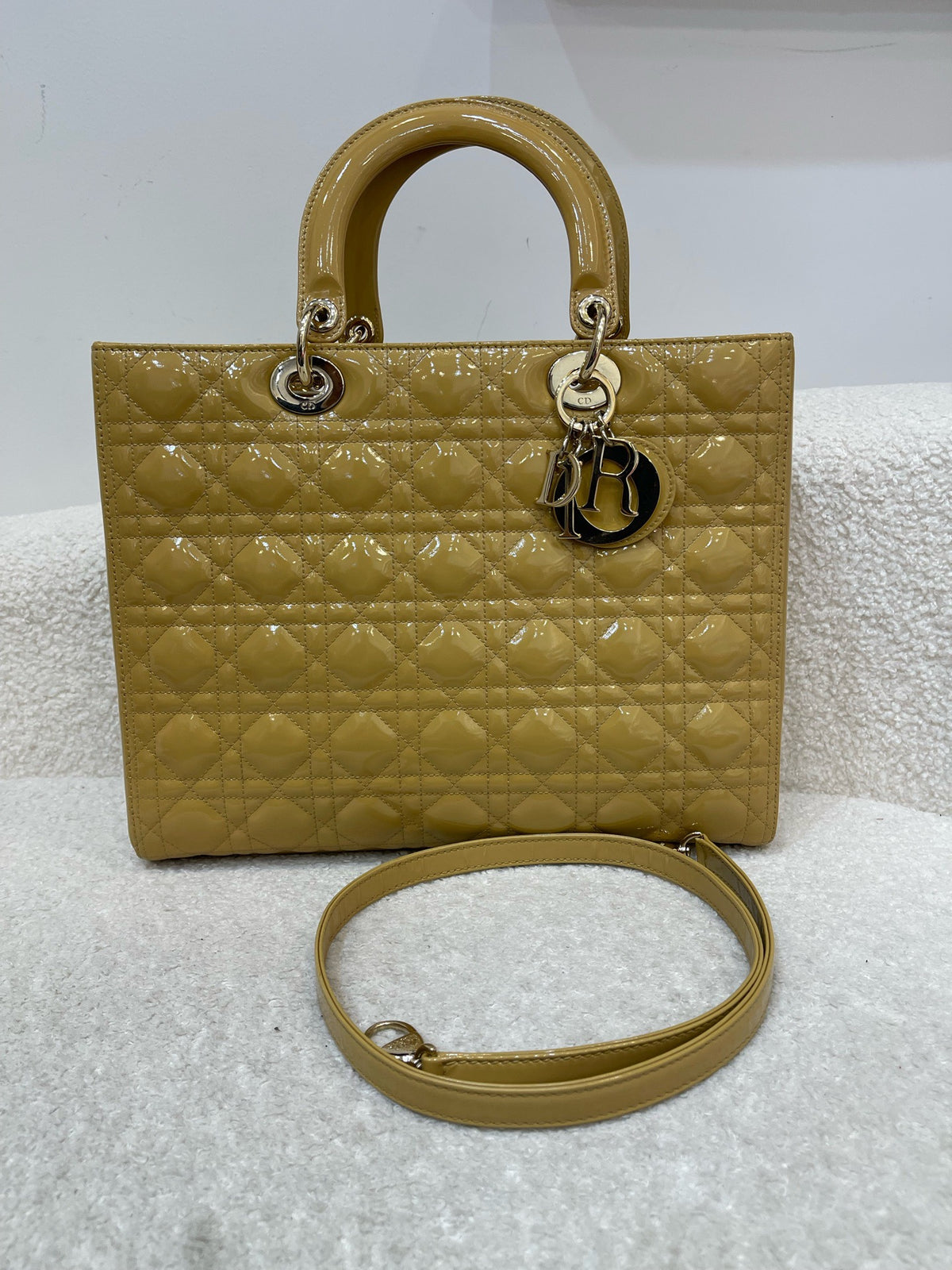 Dior - Lady Dior - Patent leather - Yellow - (large)