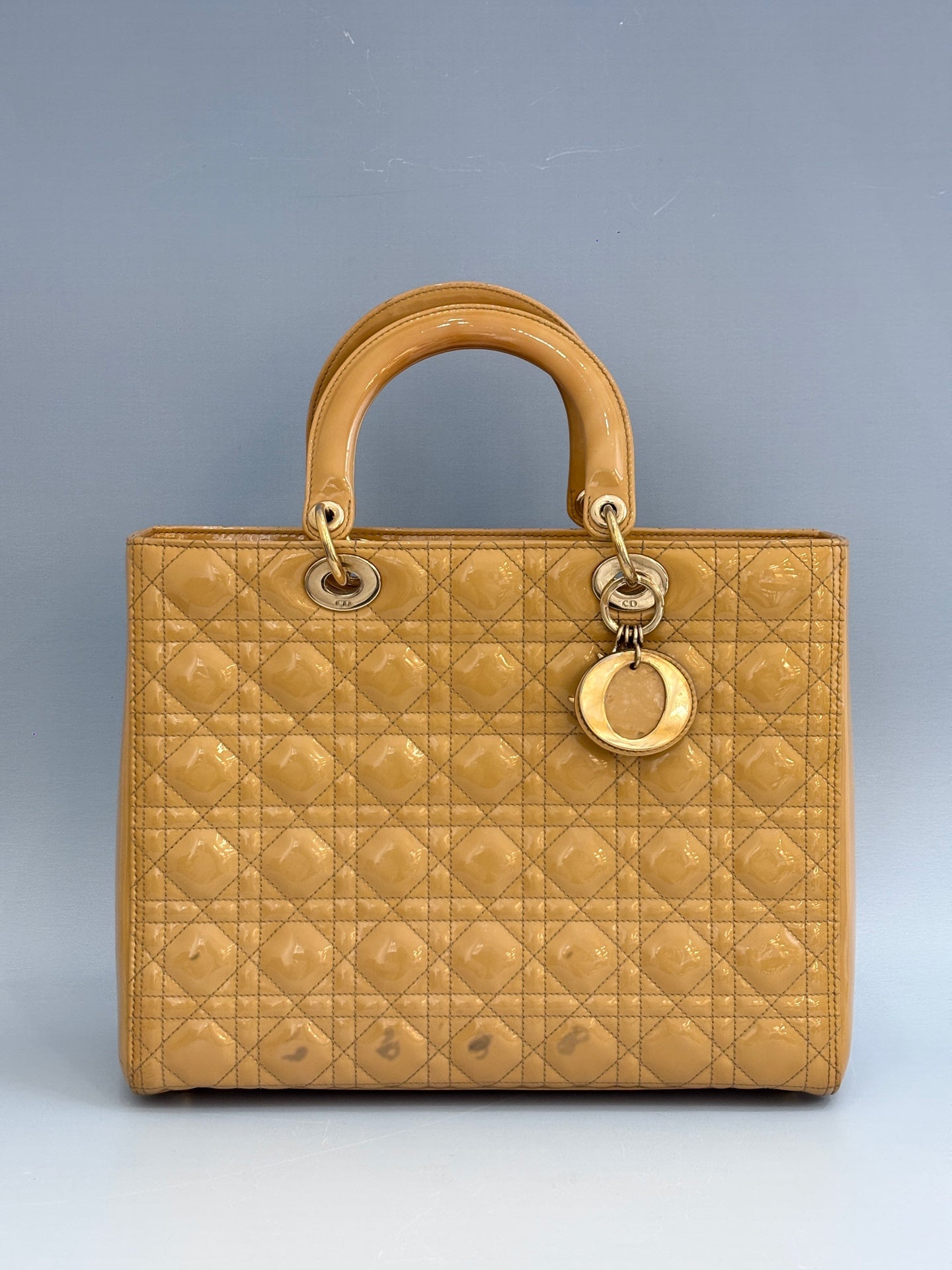 Dior - Lady Dior - Patent leather - Yellow - (large)