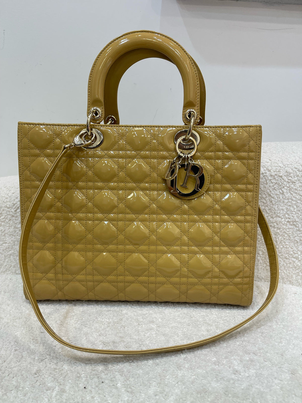 Dior - Lady Dior - Patent leather - Yellow - (large)