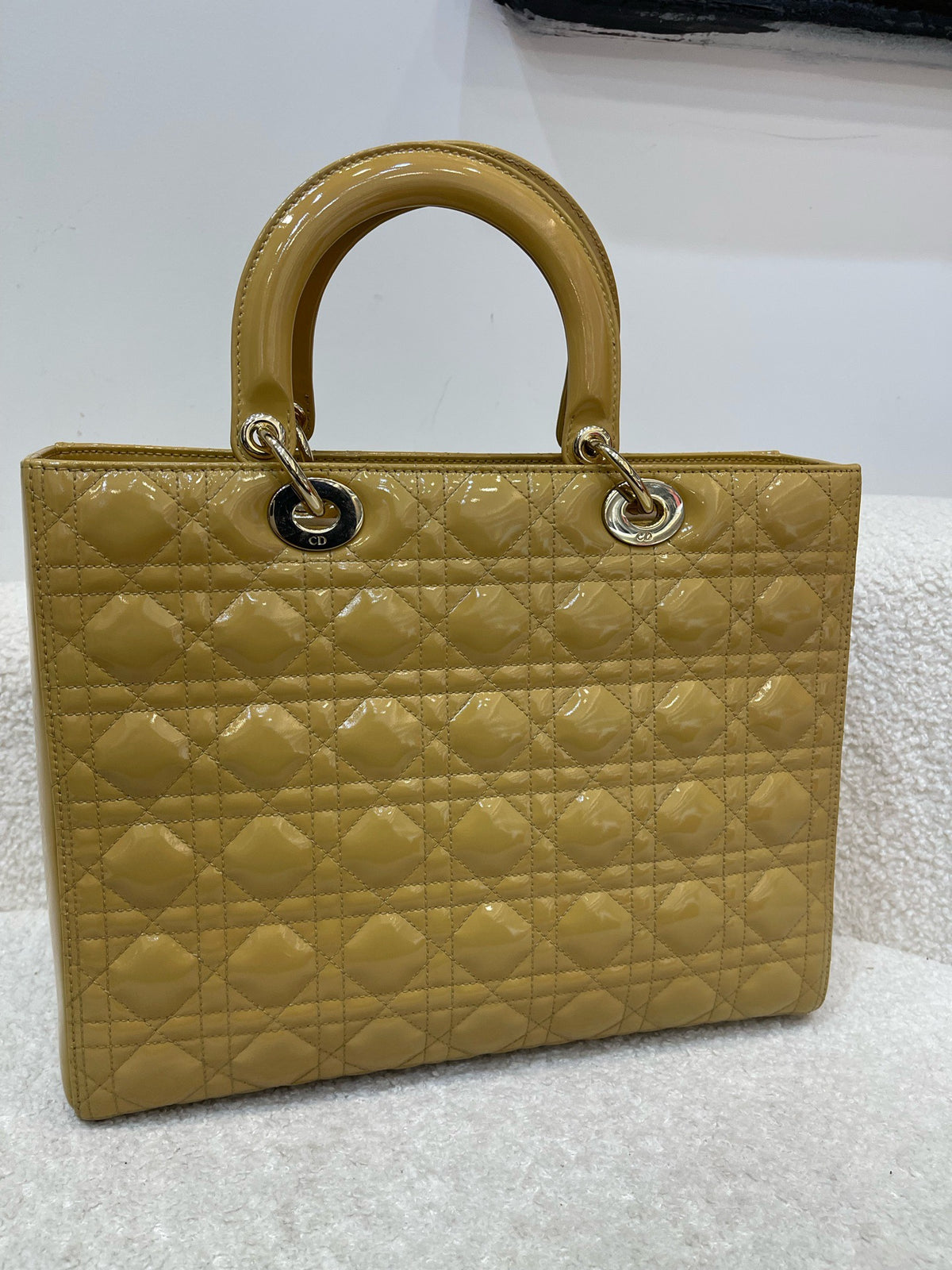 Dior - Lady Dior - Patent leather - Yellow - (large)