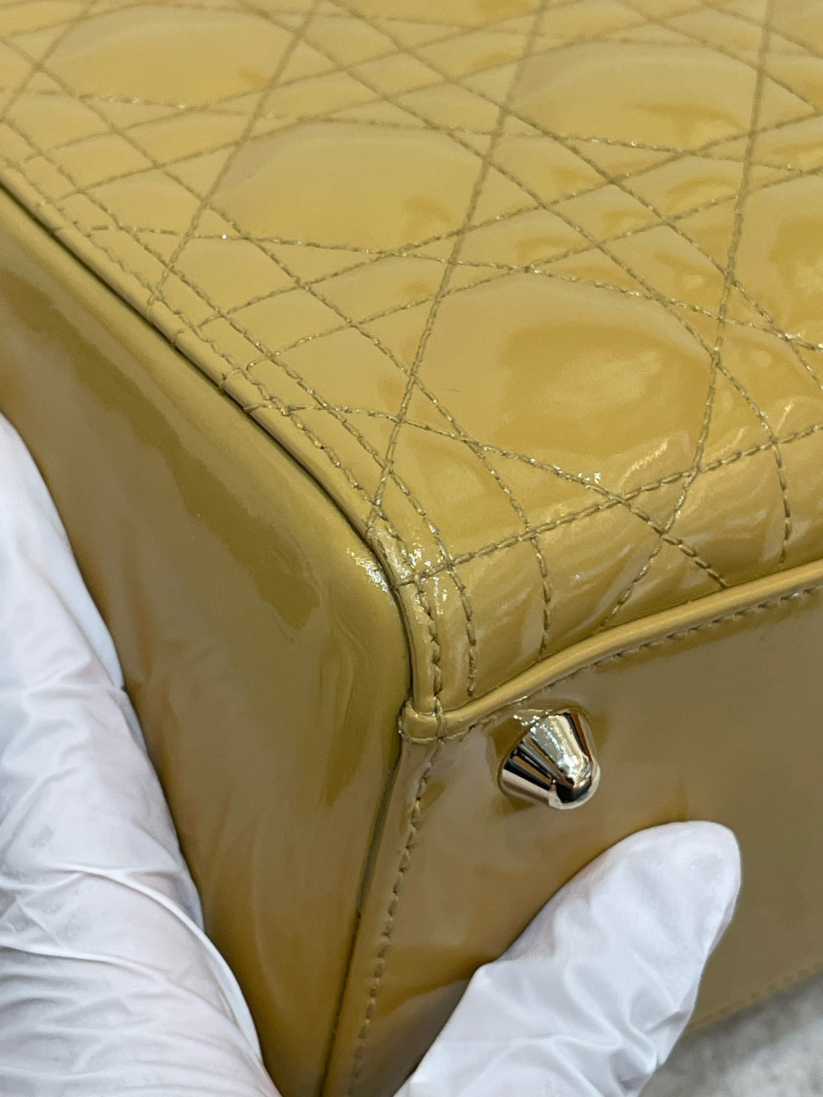 Dior - Lady Dior - Patent leather - Yellow - (large)