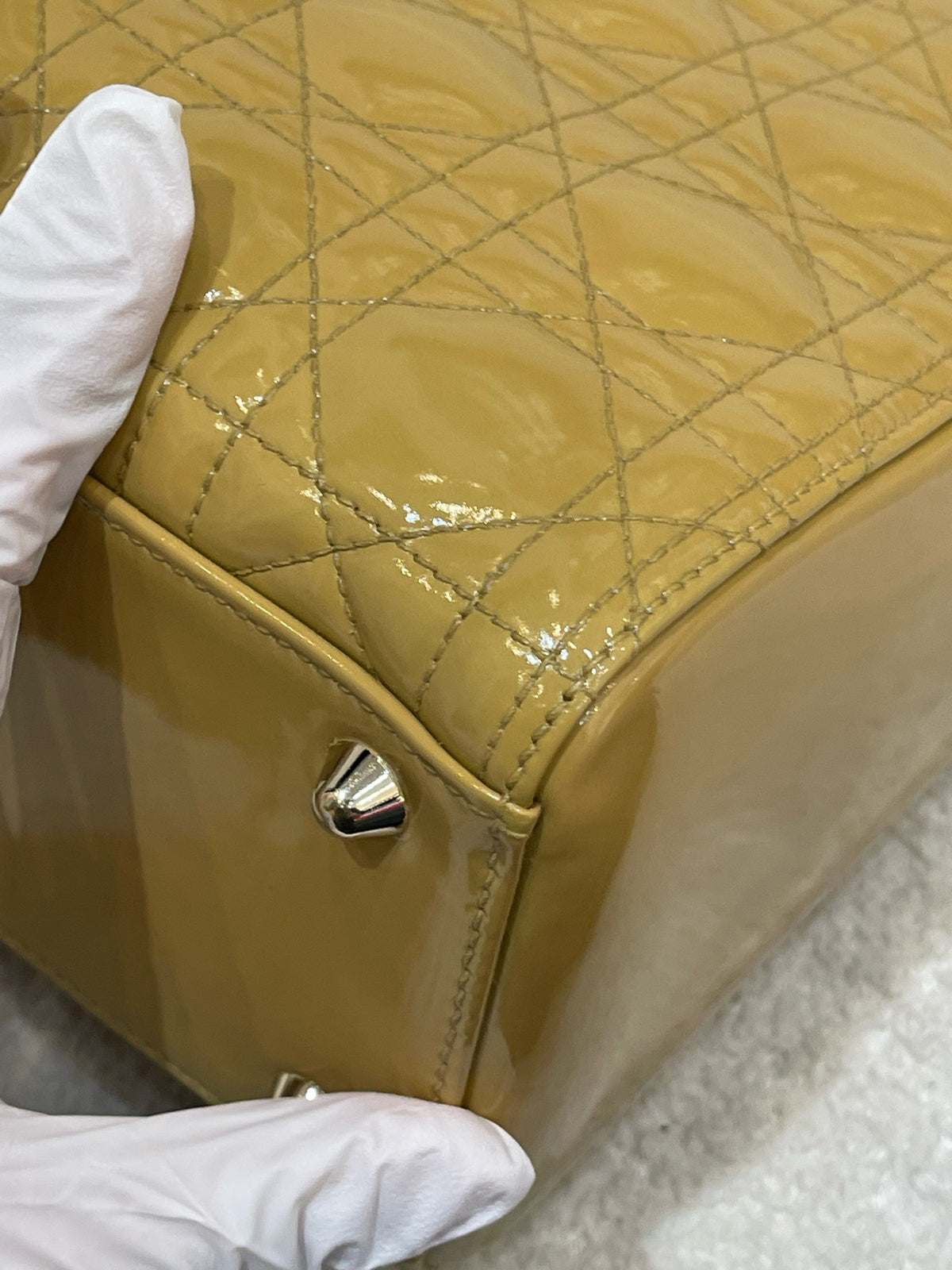 Dior - Lady Dior - Patent leather - Yellow - (large)