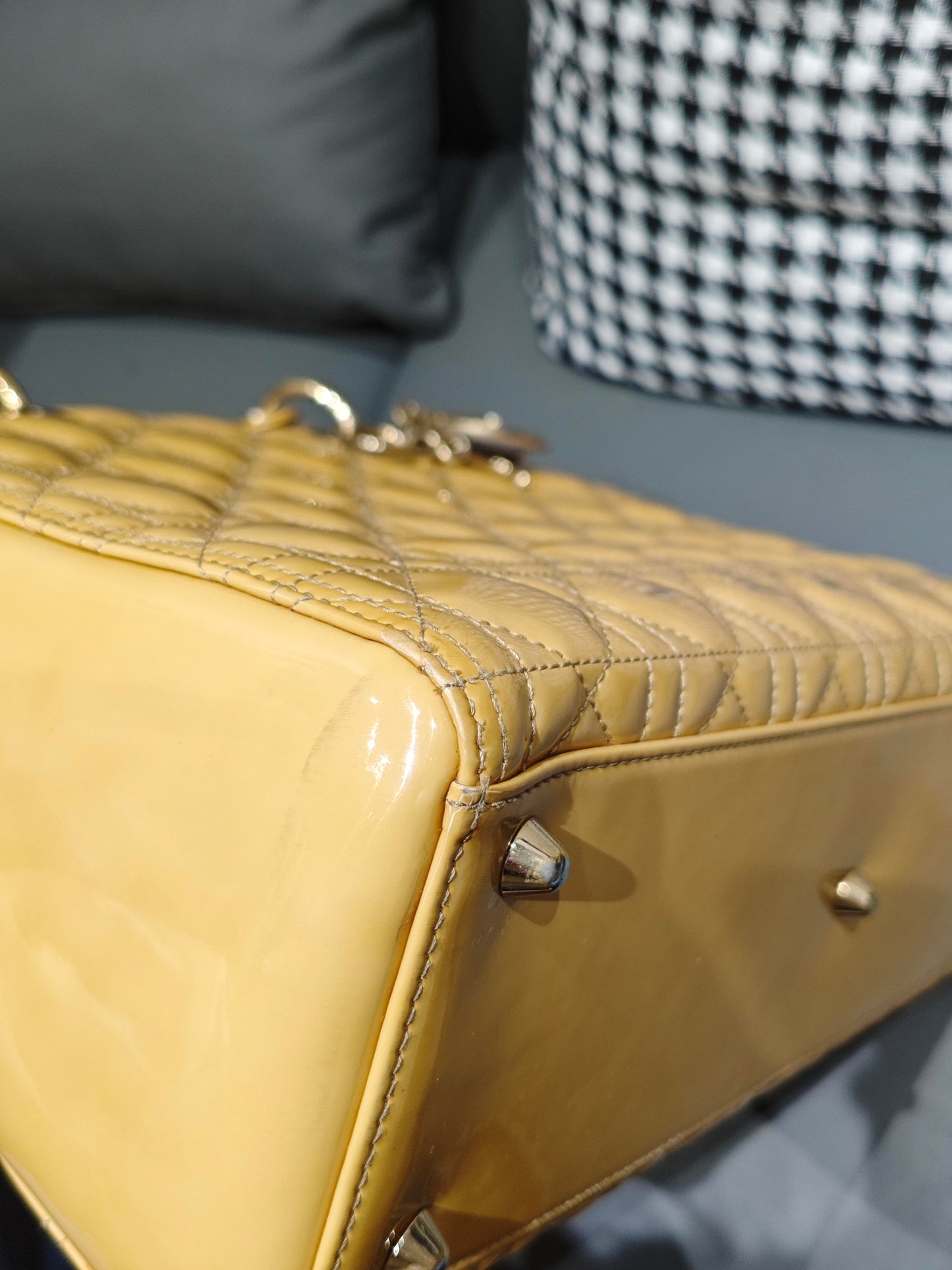 Dior - Lady Dior - Patent leather - Yellow - (large)