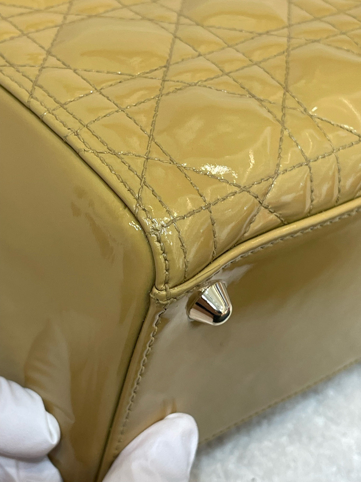 Dior - Lady Dior - Patent leather - Yellow - (large)