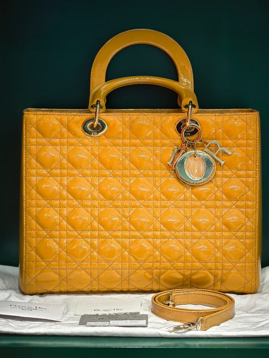Dior - Lady Dior - Patent leather - Yellow - (medium)