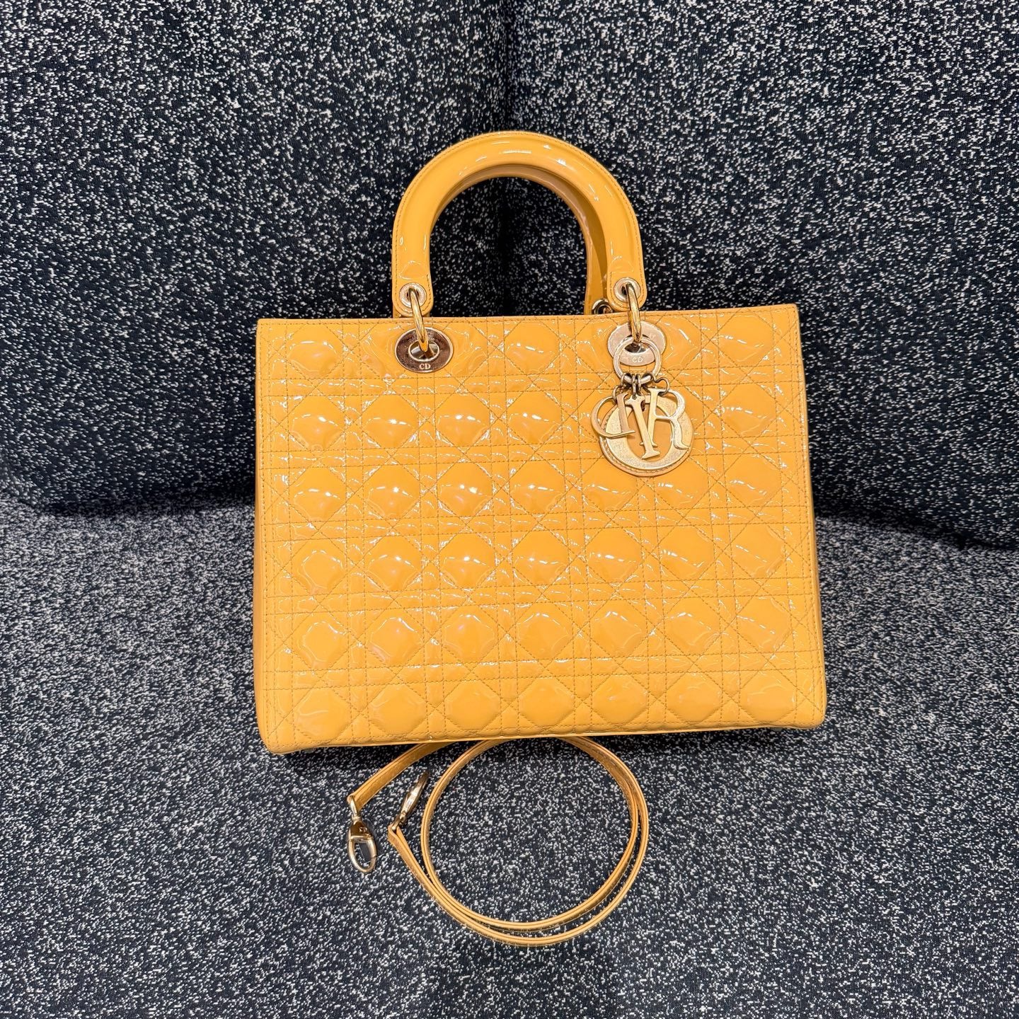 Dior - Lady Dior - Patent leather - Yellow - (medium)