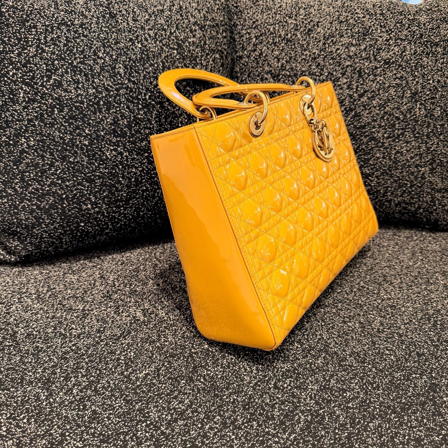 Dior - Lady Dior - Patent leather - Yellow - (medium)