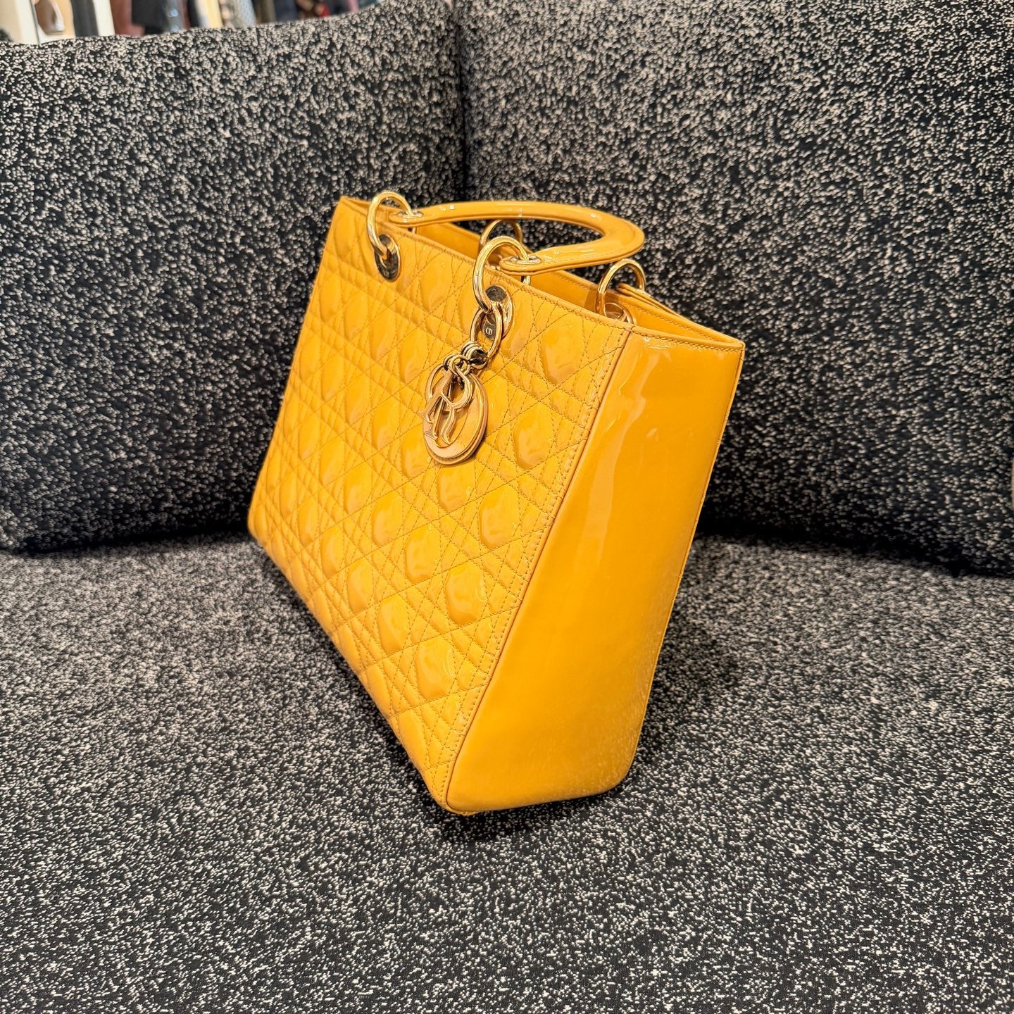 Dior - Lady Dior - Patent leather - Yellow - (medium)
