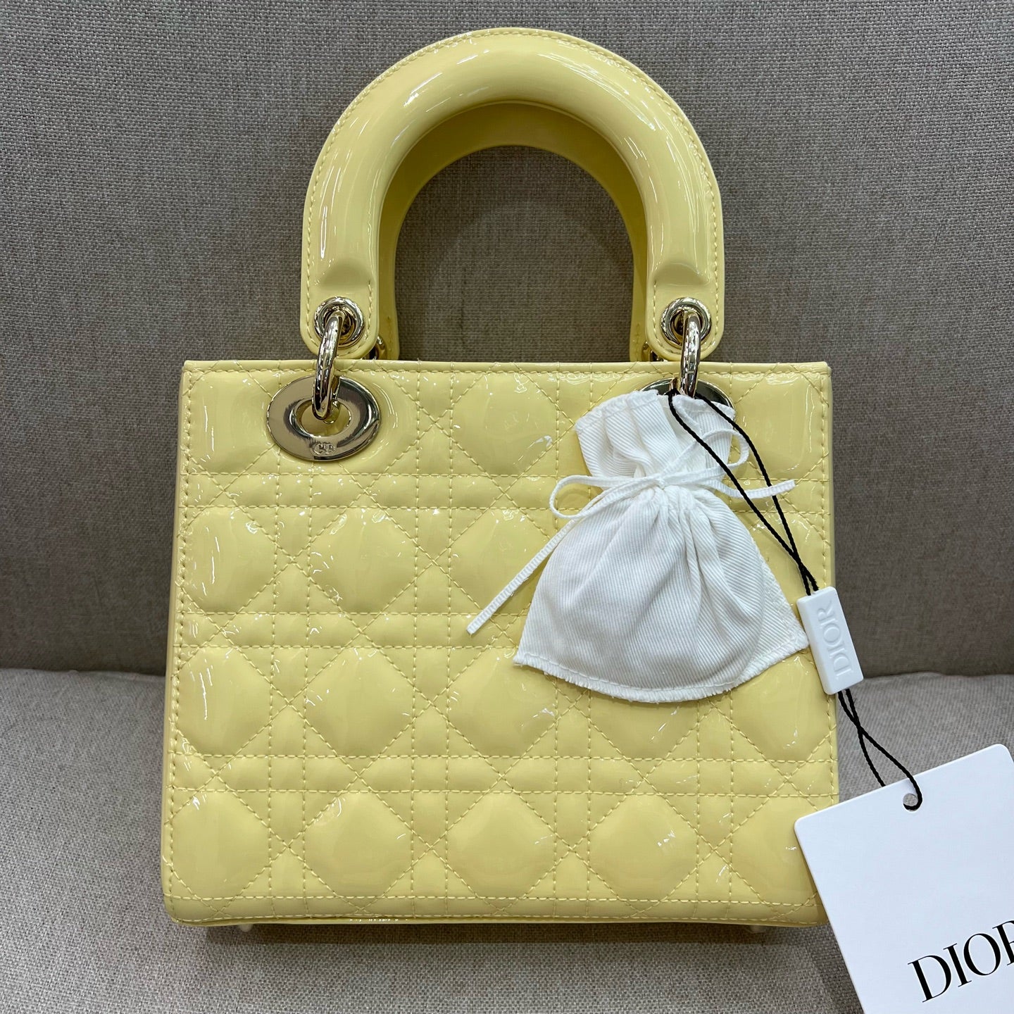 Dior - Lady Dior - Patent leather - Yellow - (mini)