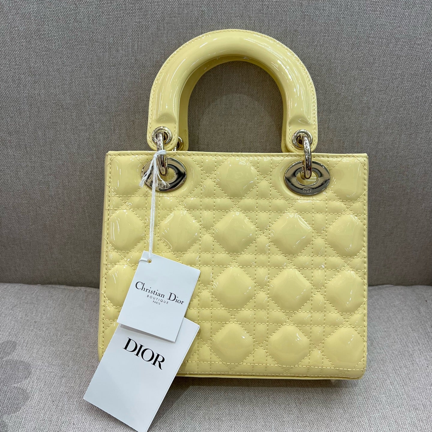 Dior - Lady Dior - Patent leather - Yellow - (mini)