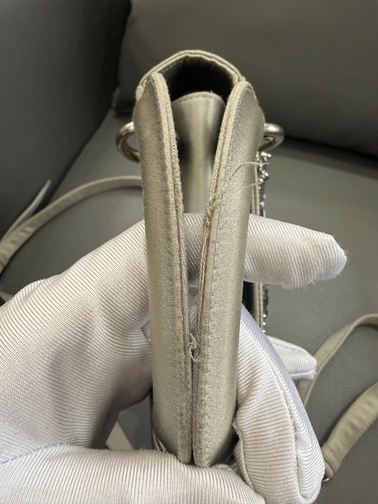 Dior - Lady Dior - Silk satin with crystal embellishments - Grey - (Mini)