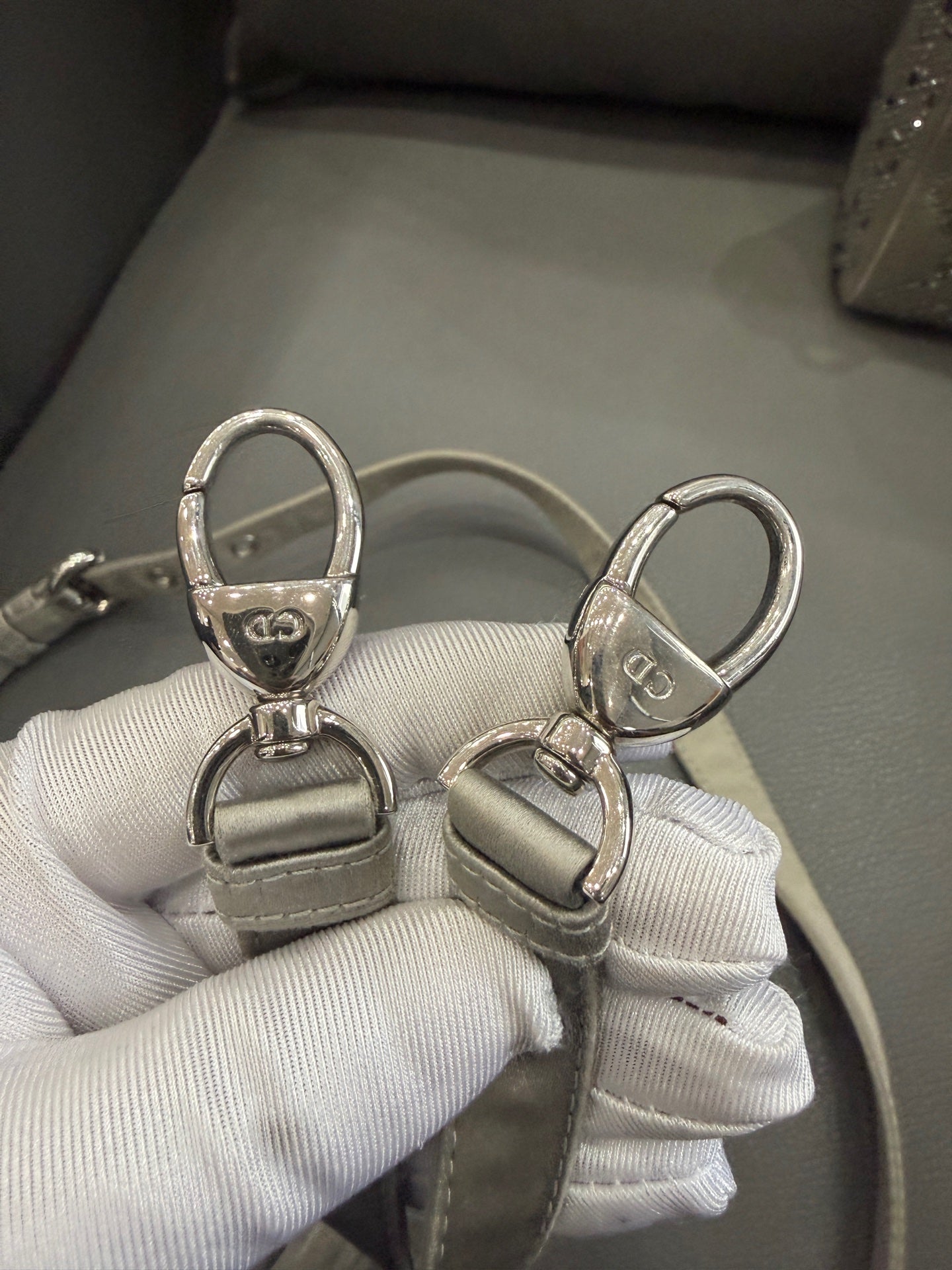 Dior - Lady Dior - Silk satin with crystal embellishments - Grey - (Mini)