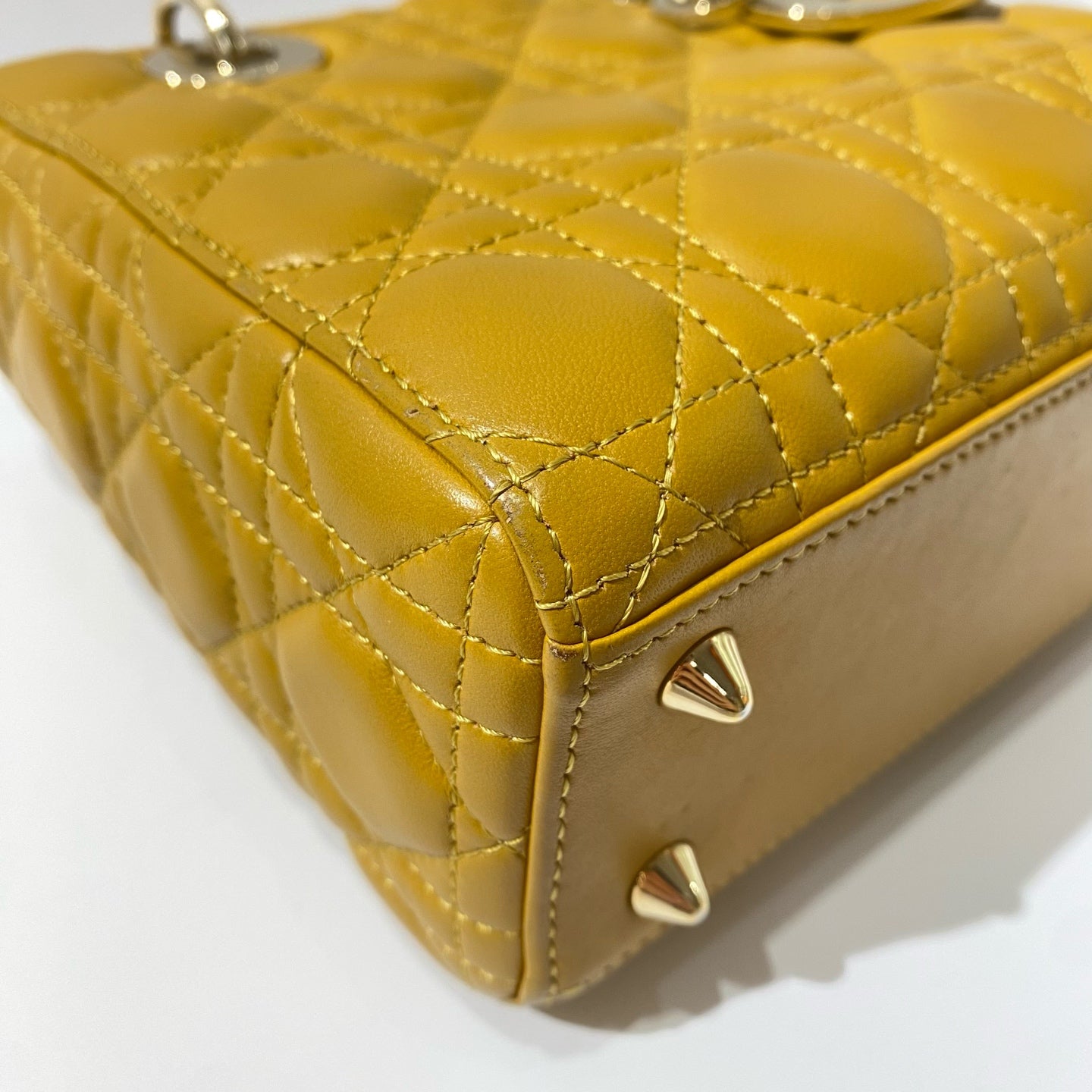 Dior - Lady Dior (Small) - Lambskin leather - Yellow with Gold-Tone Hardware - (Small)