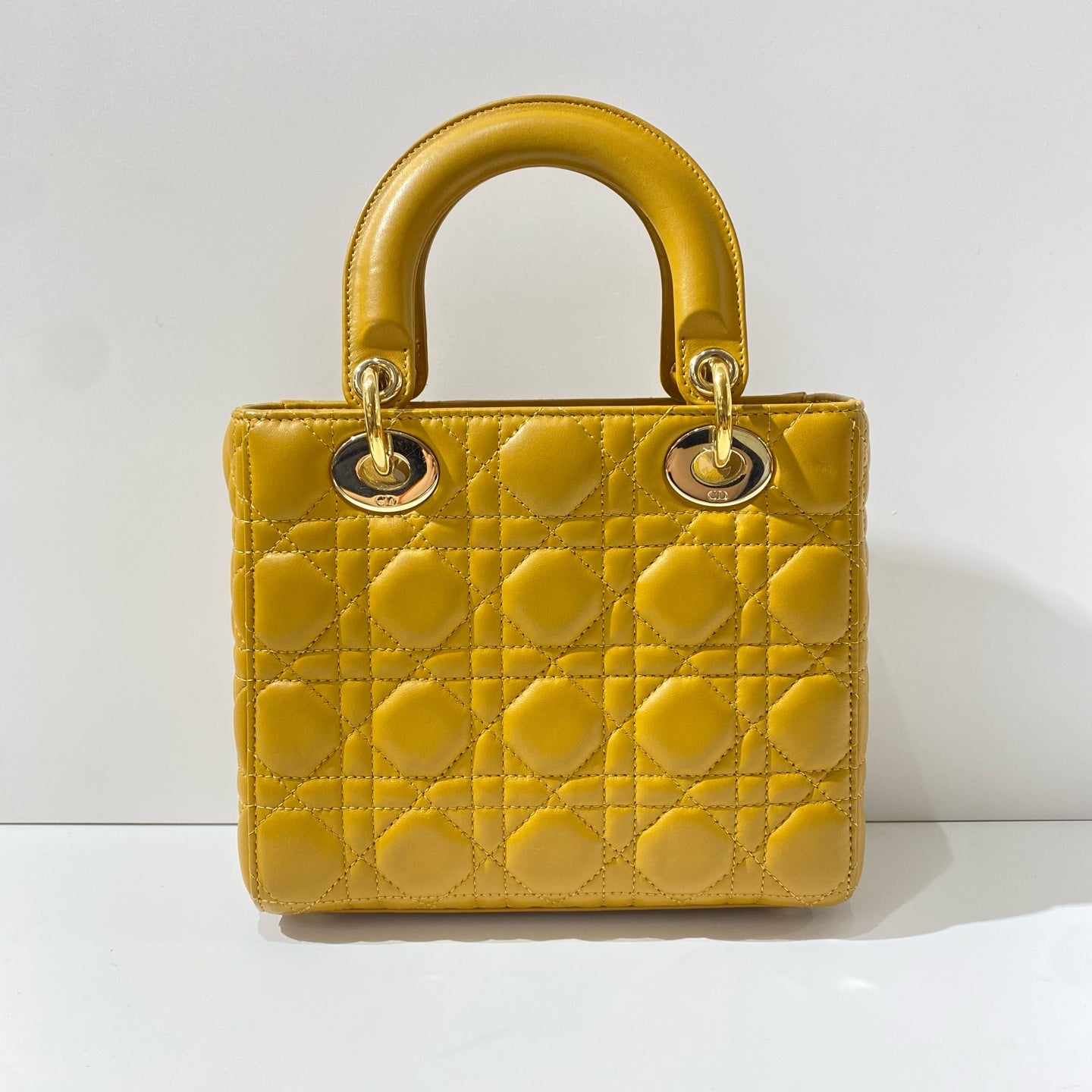 Dior - Lady Dior (Small) - Lambskin leather - Yellow with Gold-Tone Hardware - (Small)