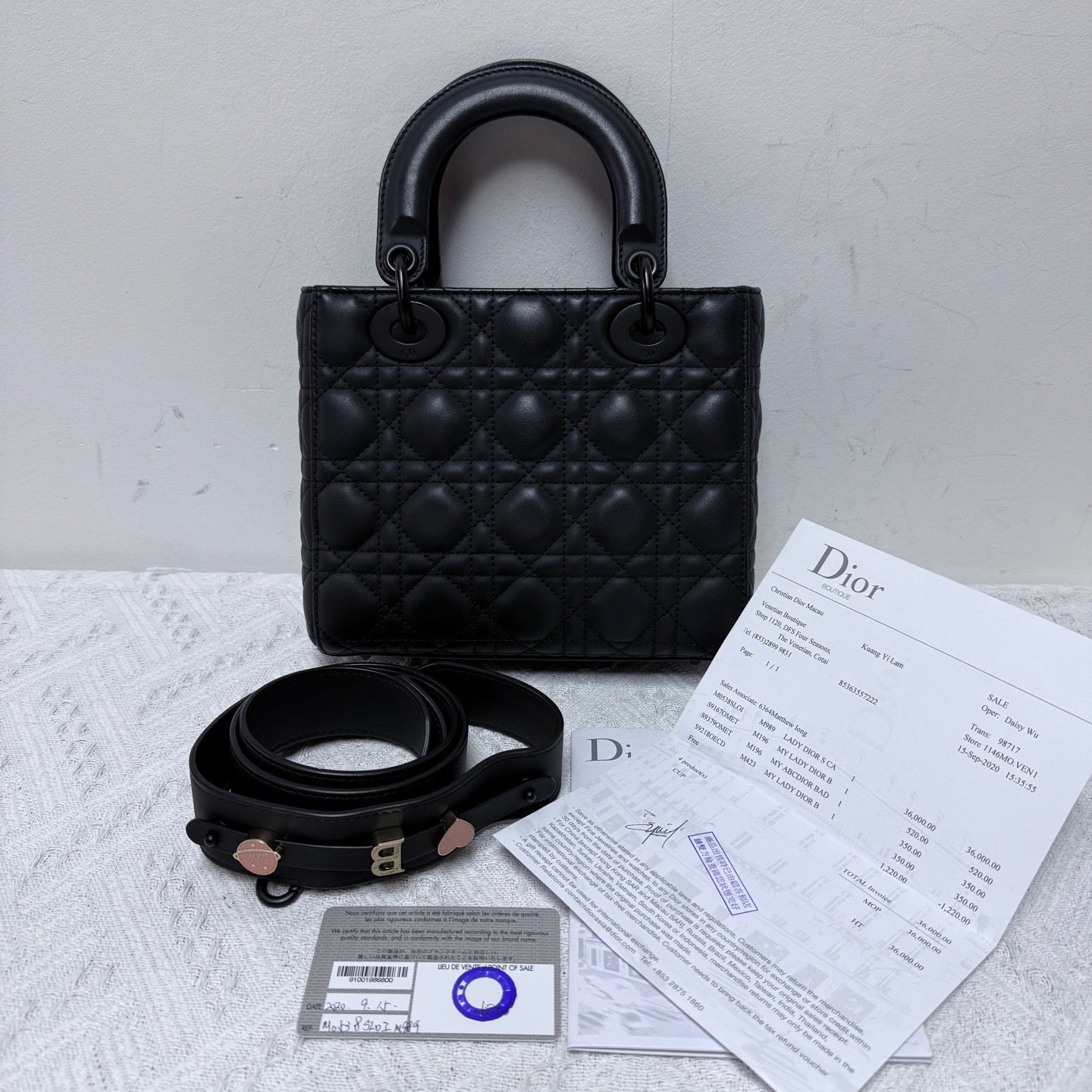 Dior - Lady Dior Small - Matte calfskin leather - Black - (Small)