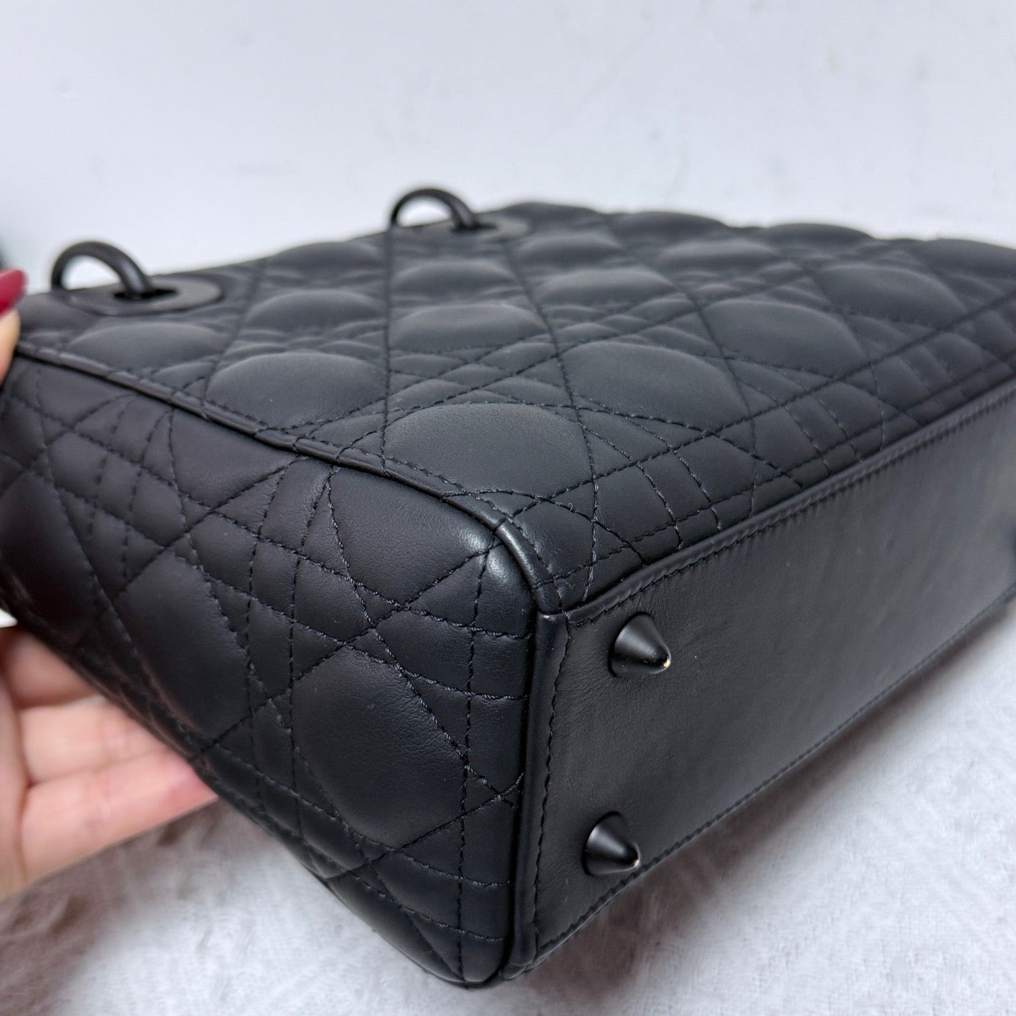 Dior - Lady Dior Small - Matte calfskin leather - Black - (Small)