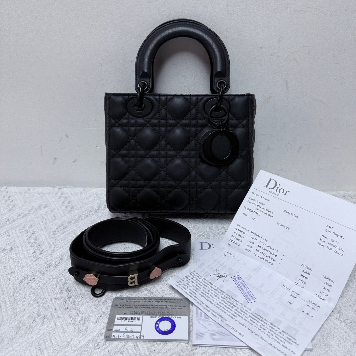 Dior - Lady Dior Small - Matte calfskin leather - Black - (Small)