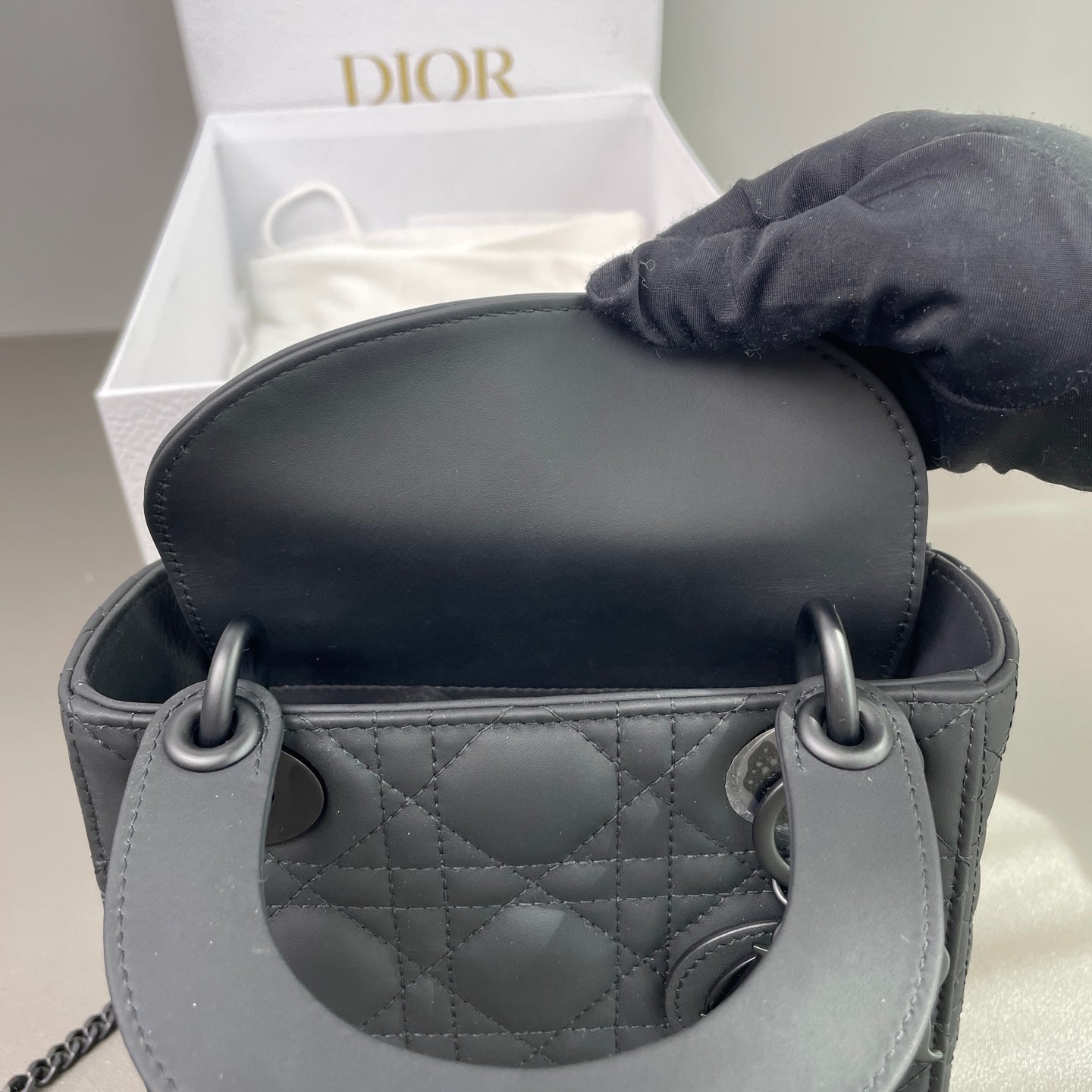 Dior - Lady Dior "So Black" Mini - Matte calfskin leather - Black - (mini)