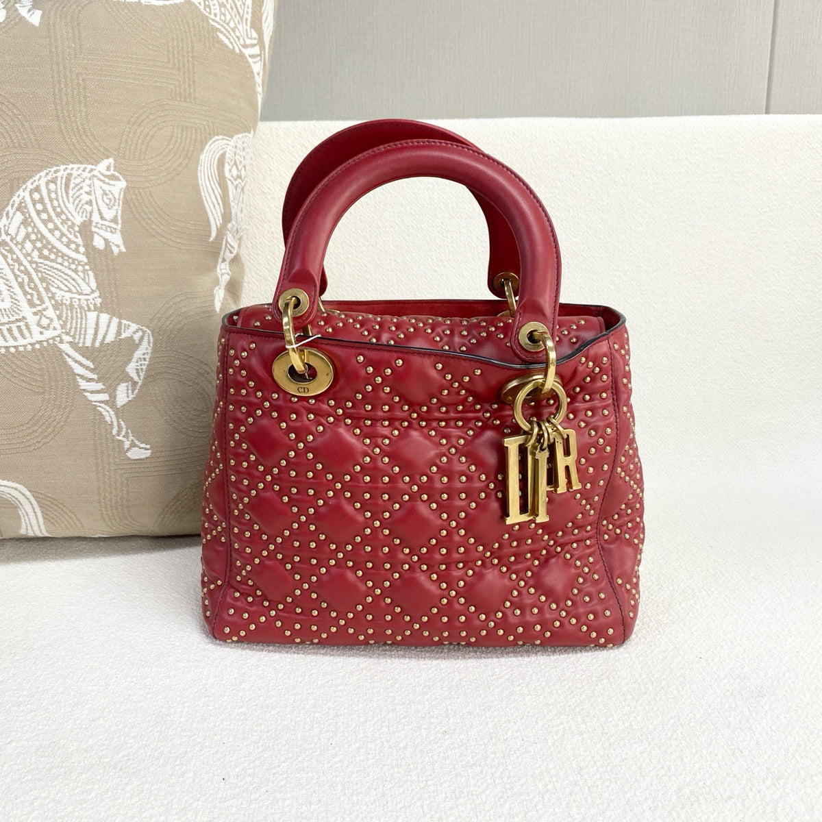 Dior - Lady Dior Studded - Leather - Red - (medium)