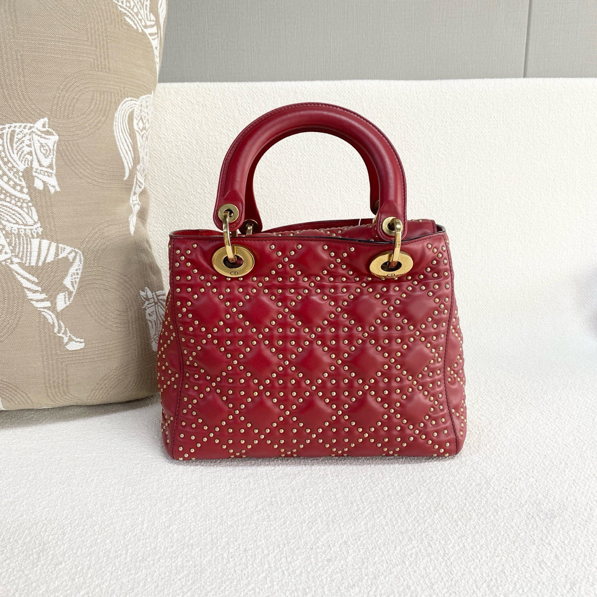 Dior - Lady Dior Studded - Leather - Red - (medium)