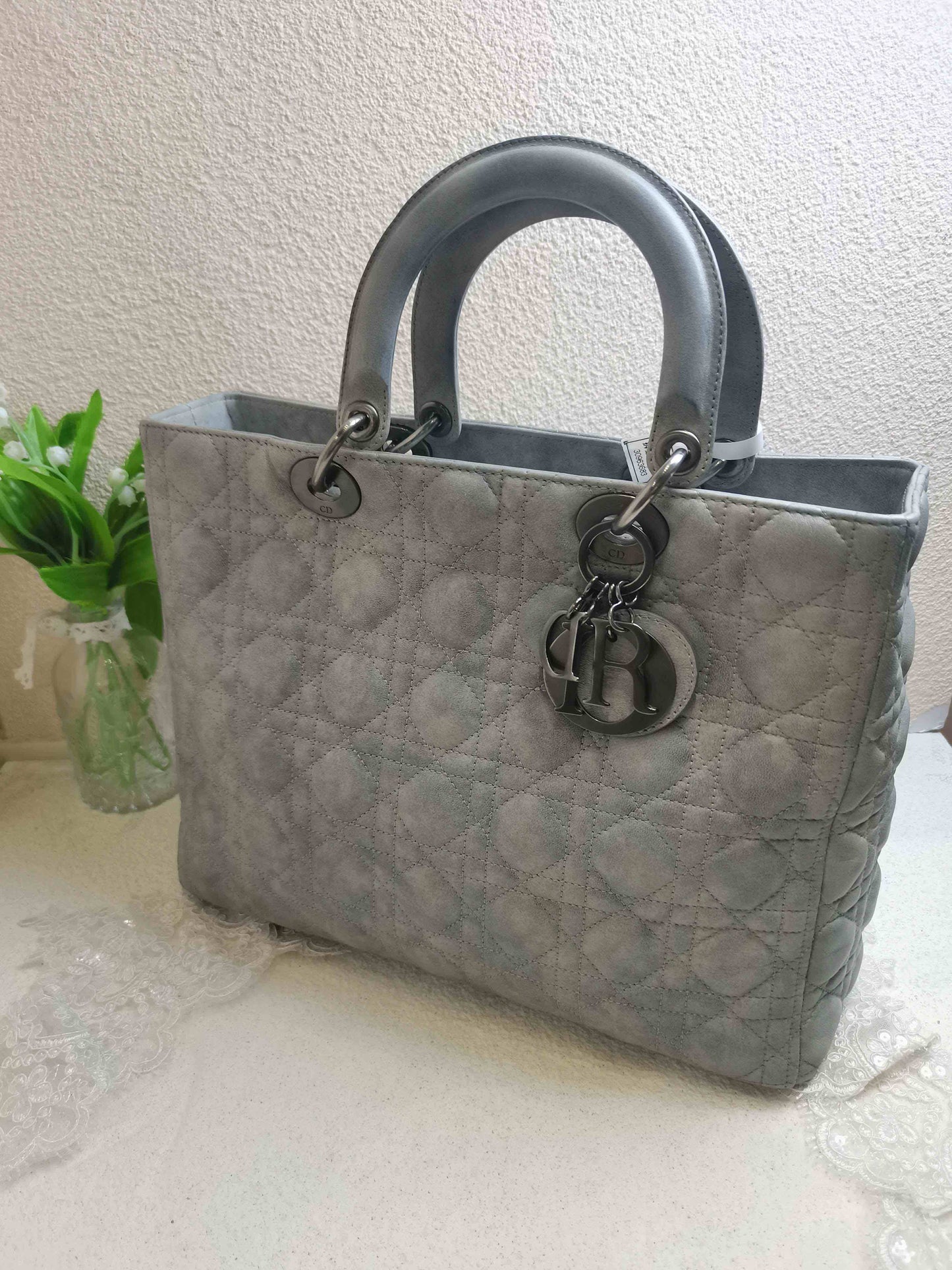 Dior - Lady Dior - Suede - Grey - (large)