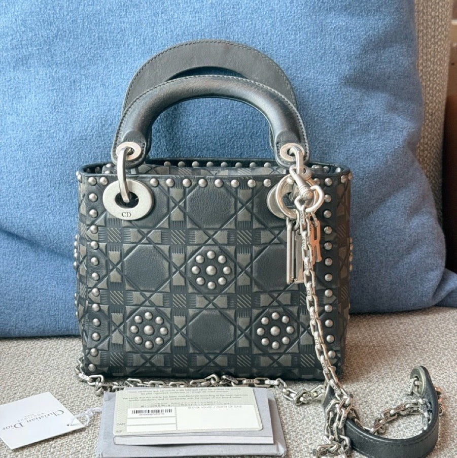 Dior - Lady Dior Three-Compartment Limited Edition Studded - Leather - Black - (mini)