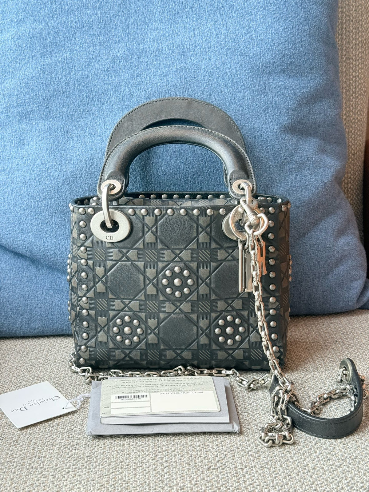 Dior - Lady Dior Three-Compartment Limited Edition Studded - Leather - Black - (mini)