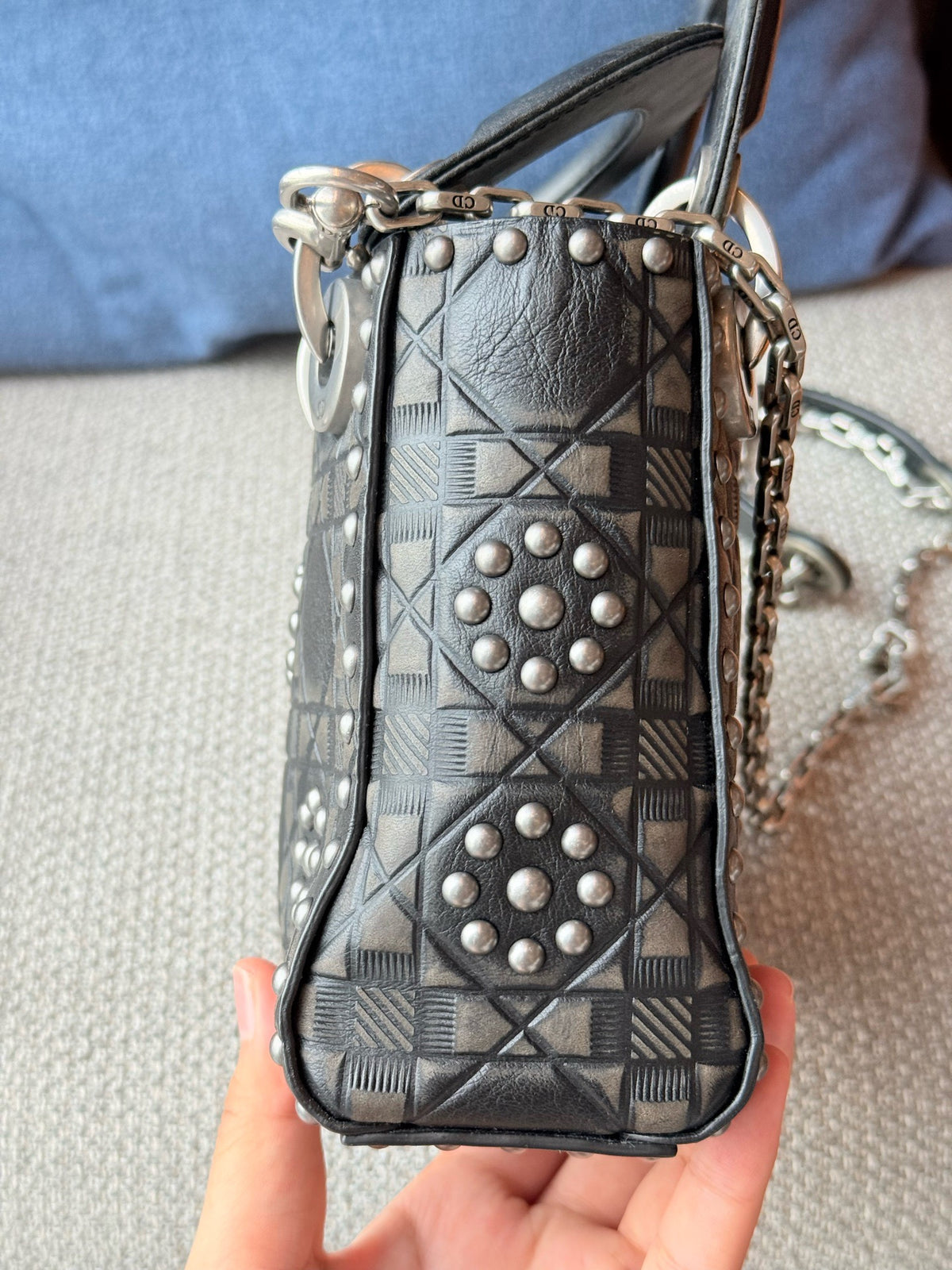 Dior - Lady Dior Three-Compartment Limited Edition Studded - Leather - Black - (mini)