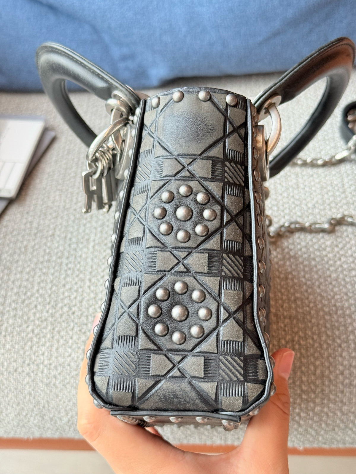 Dior - Lady Dior Three-Compartment Limited Edition Studded - Leather - Black - (mini)