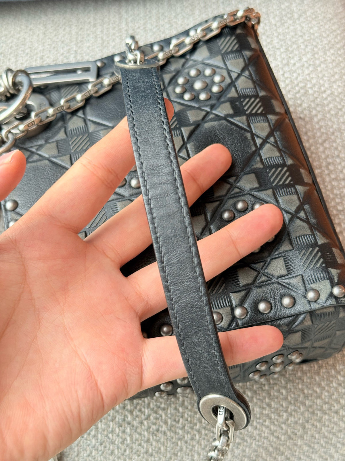 Dior - Lady Dior Three-Compartment Limited Edition Studded - Leather - Black - (mini)