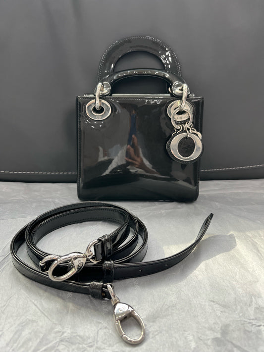 Dior - Lady Dior Three-Compartment - Patent leather - Black