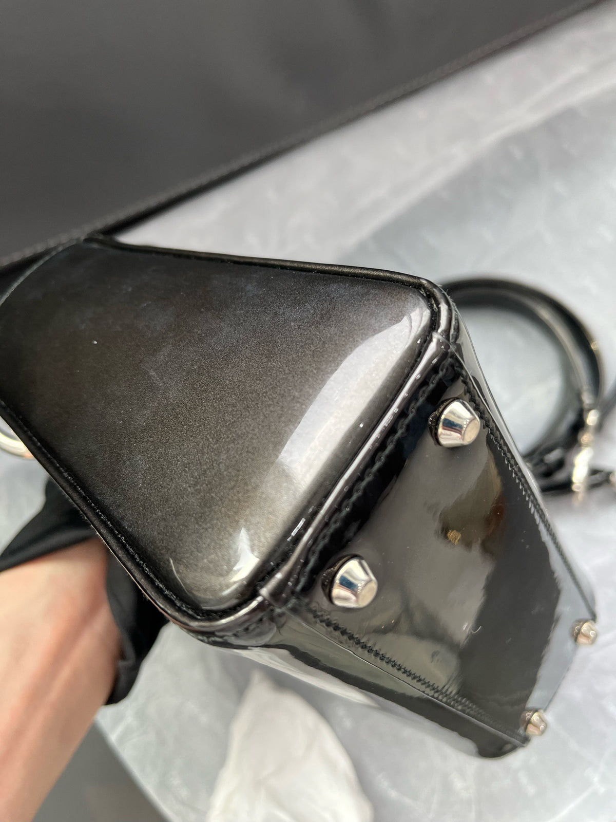 Dior - Lady Dior Three-Compartment - Patent leather - Black
