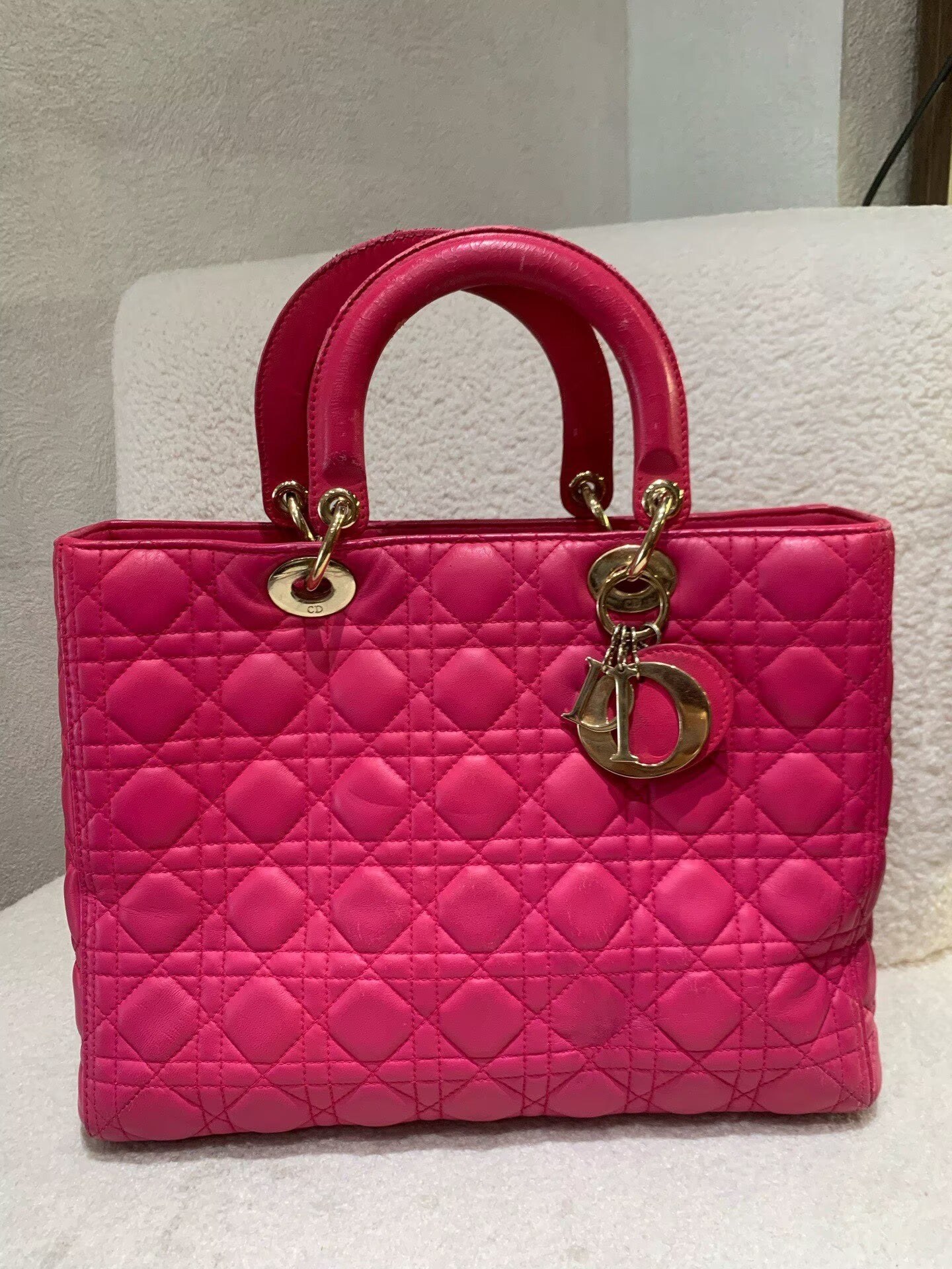 Dior - Lady Dior Tote - Lambskin leather - Pink - (Large)