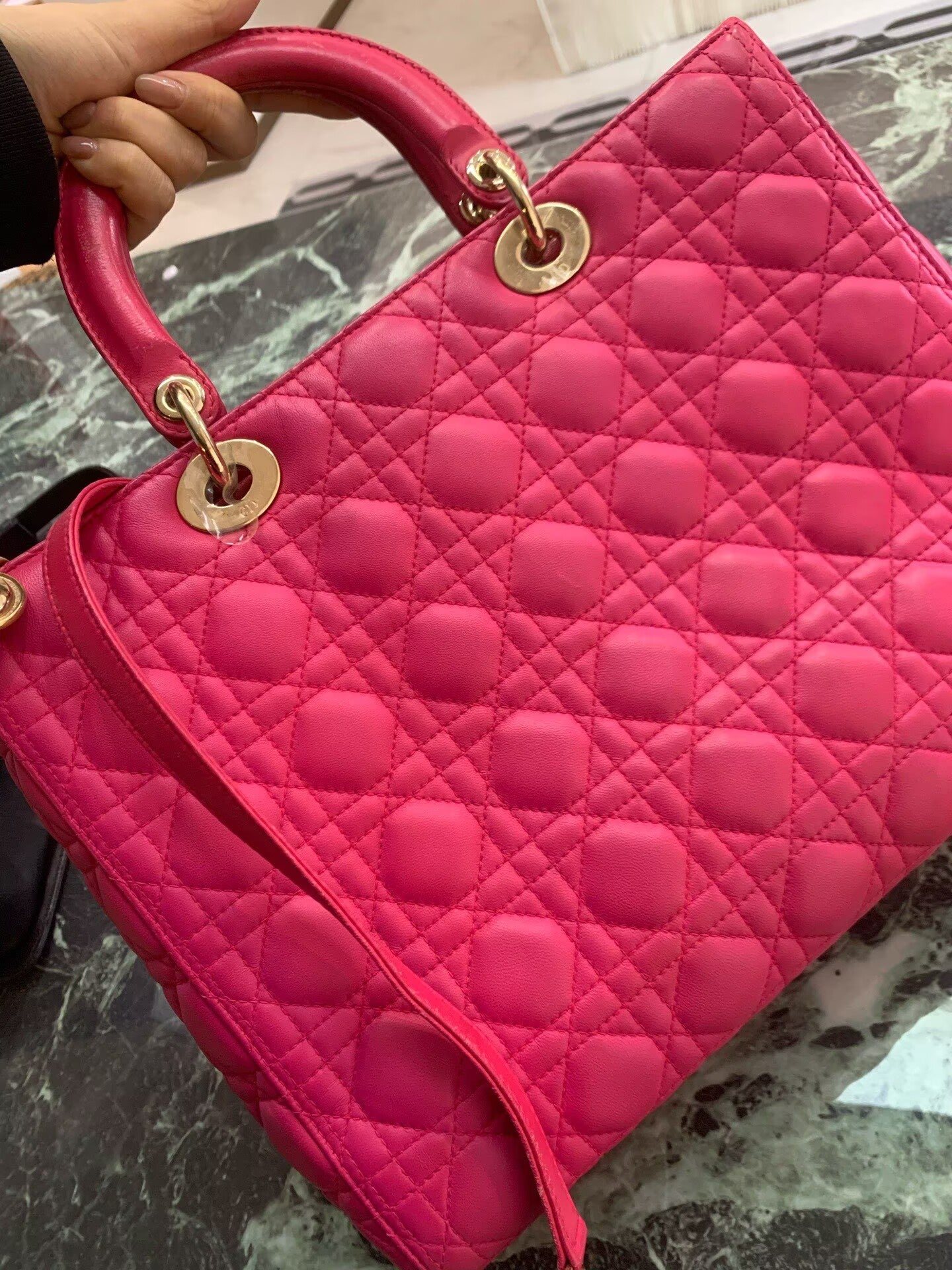 Dior - Lady Dior Tote - Lambskin leather - Pink - (Large)