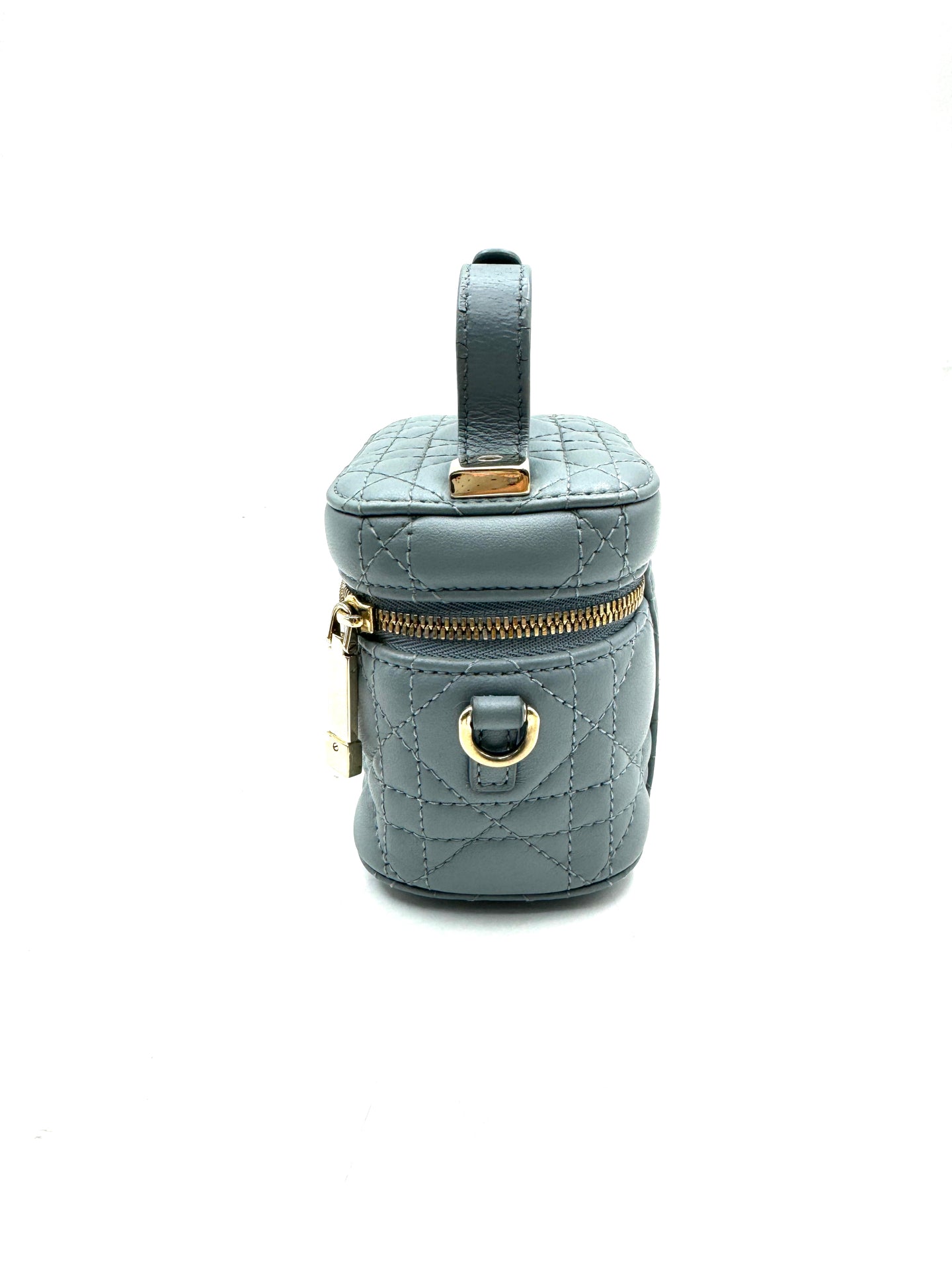 Dior - Lady Dior Vanity Box Bag - Lambskin leather - Blue with Gold-Tone Hardware - (mini)