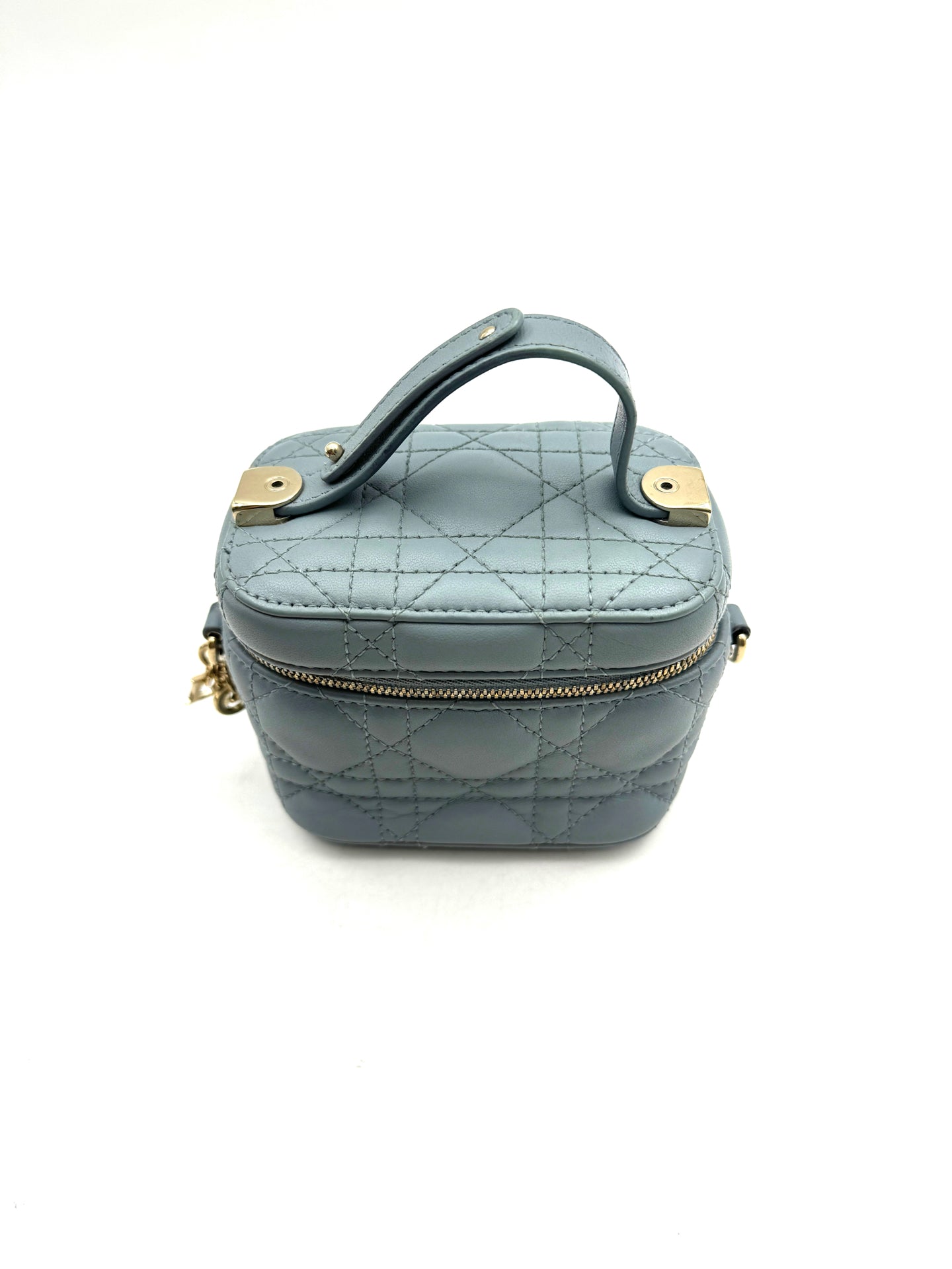Dior - Lady Dior Vanity Box Bag - Lambskin leather - Blue with Gold-Tone Hardware - (mini)