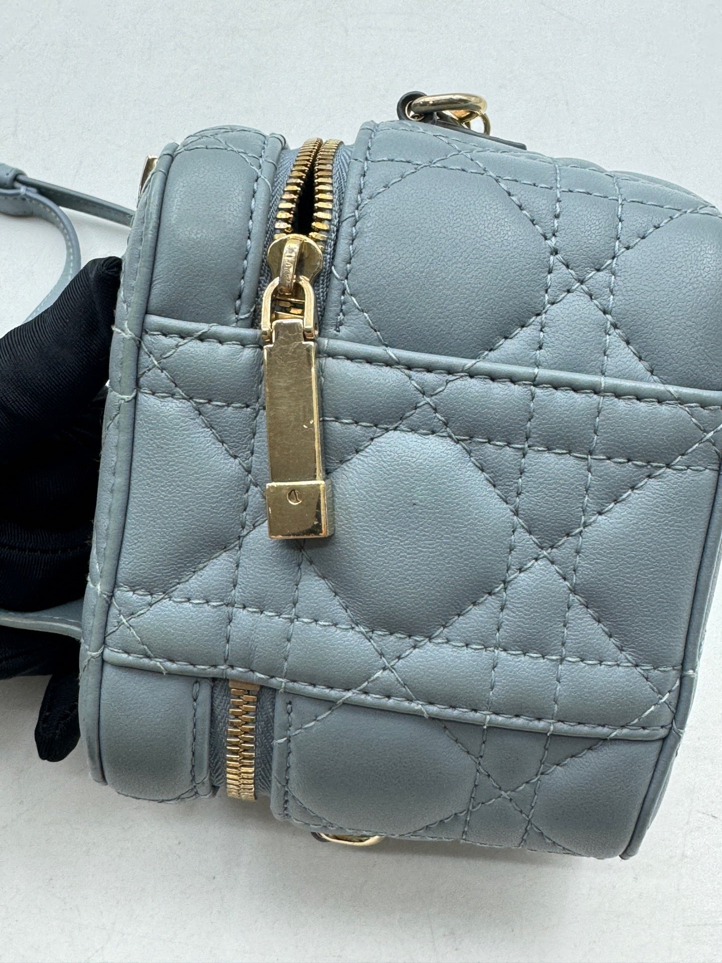 Dior - Lady Dior Vanity Box Bag - Lambskin leather - Blue with Gold-Tone Hardware - (mini)