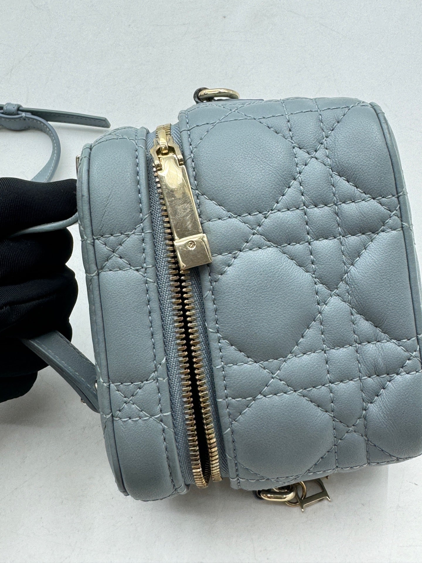 Dior - Lady Dior Vanity Box Bag - Lambskin leather - Blue with Gold-Tone Hardware - (mini)