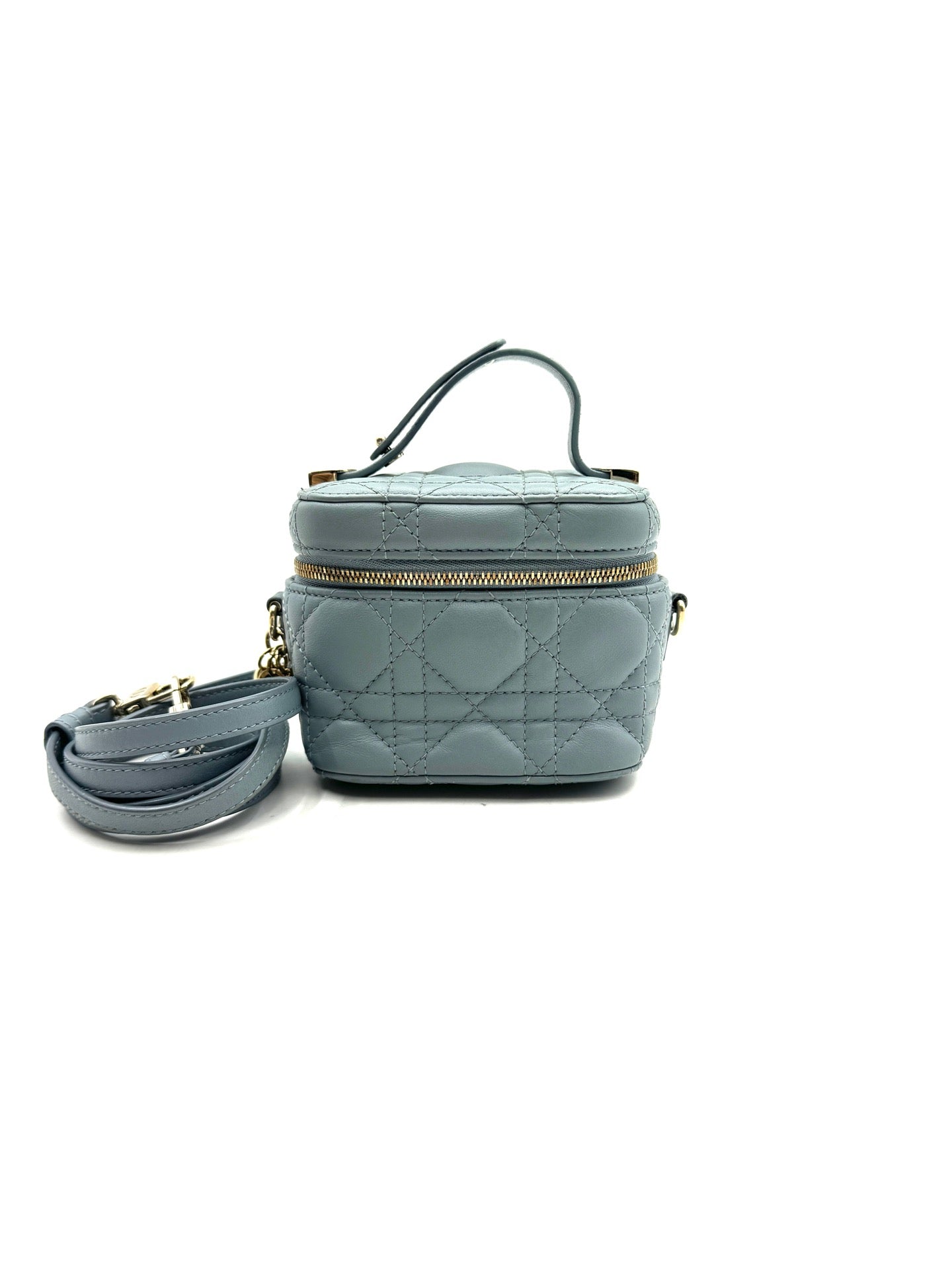 Dior - Lady Dior Vanity Case - Lambskin leather - Sky Blue with Gold-Tone Hardware - (mini)